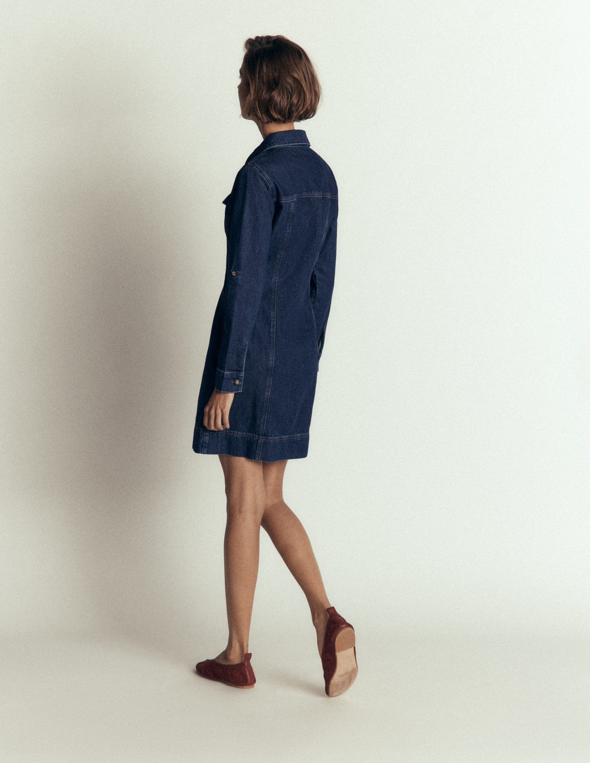 Fleur Denim Short Dress-Mid Vintage Denim-8