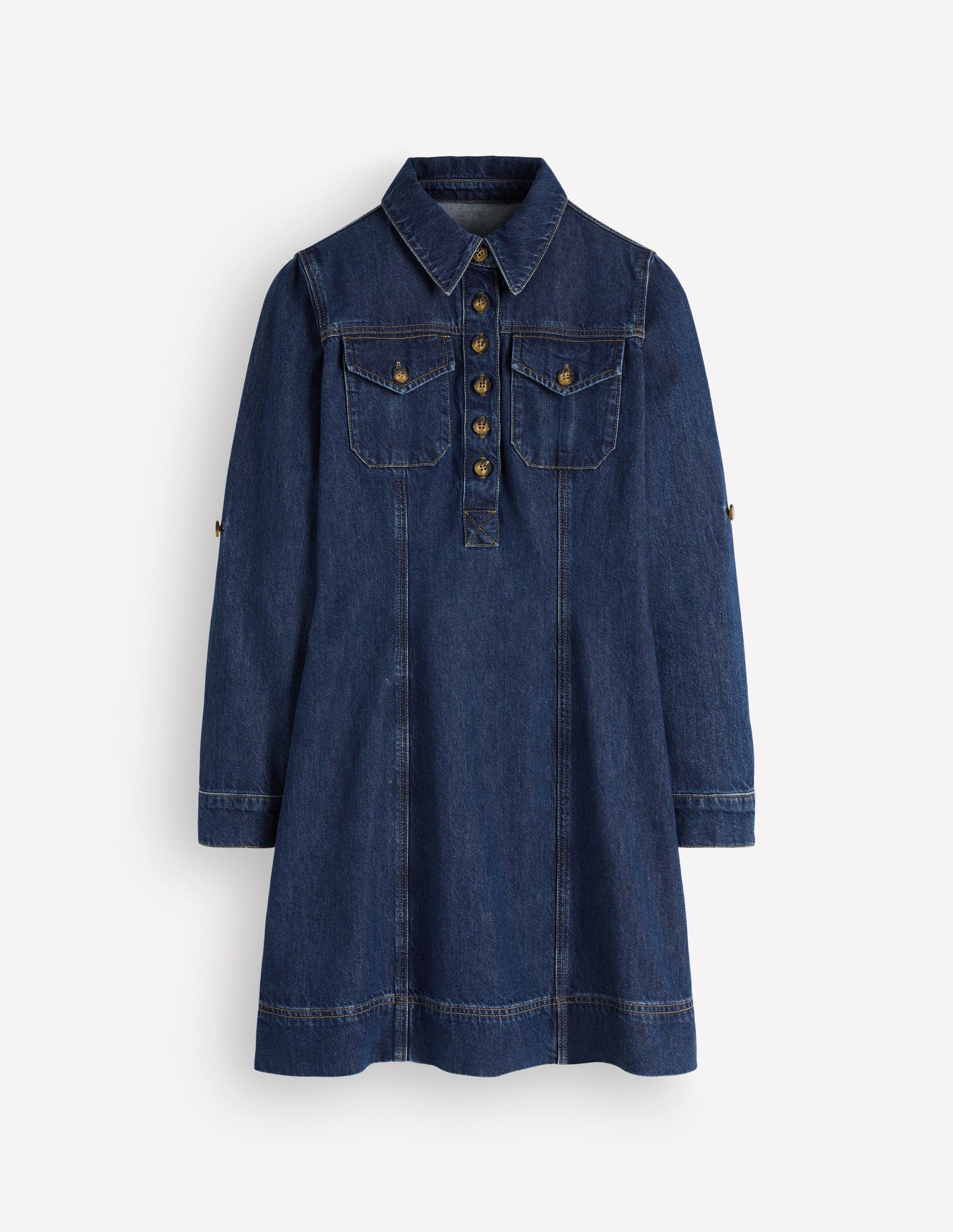 Fleur Denim Short Dress-Mid Vintage Denim-9