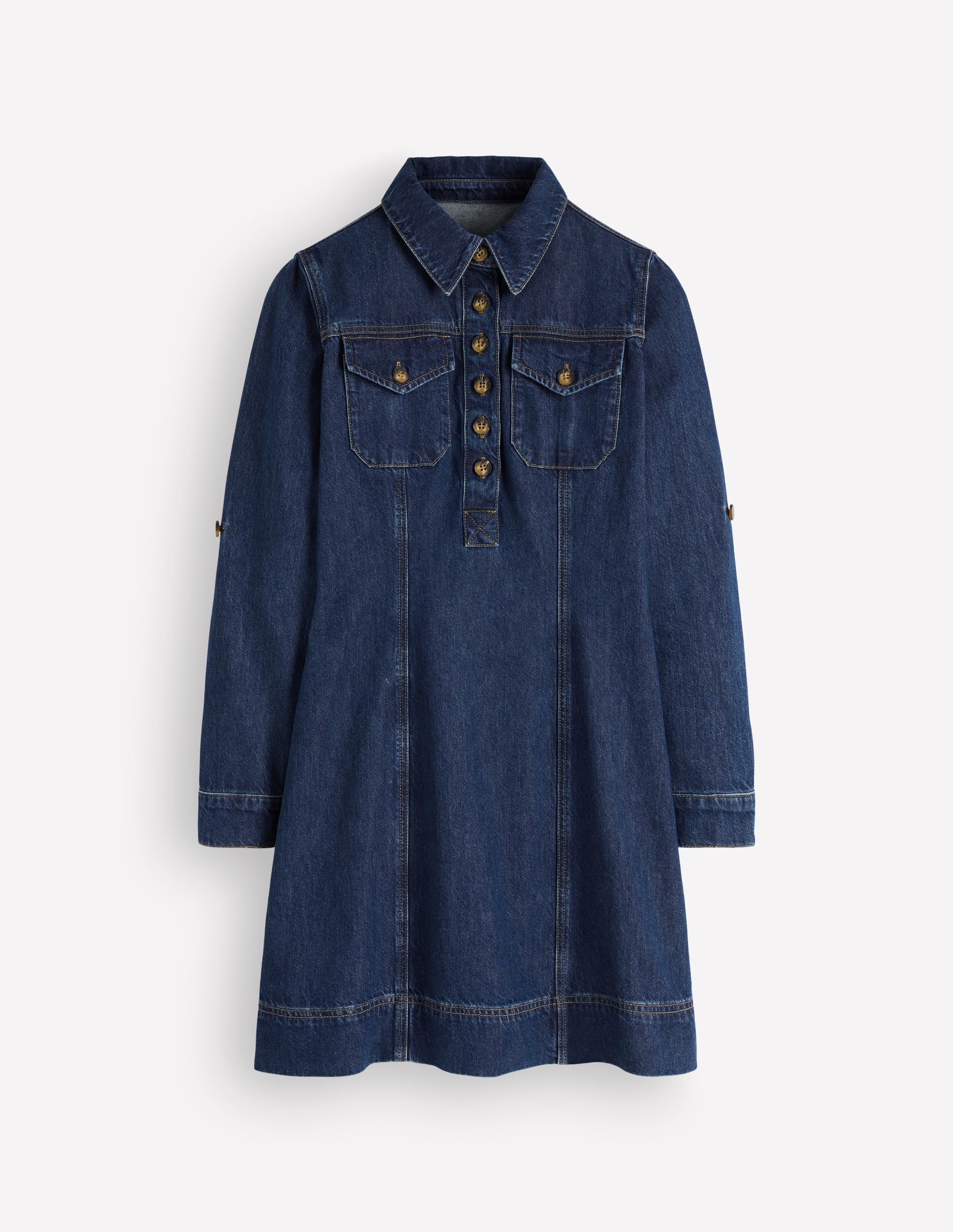 Fleur Denim Short Dress-Mid Vintage Denim - Image 9