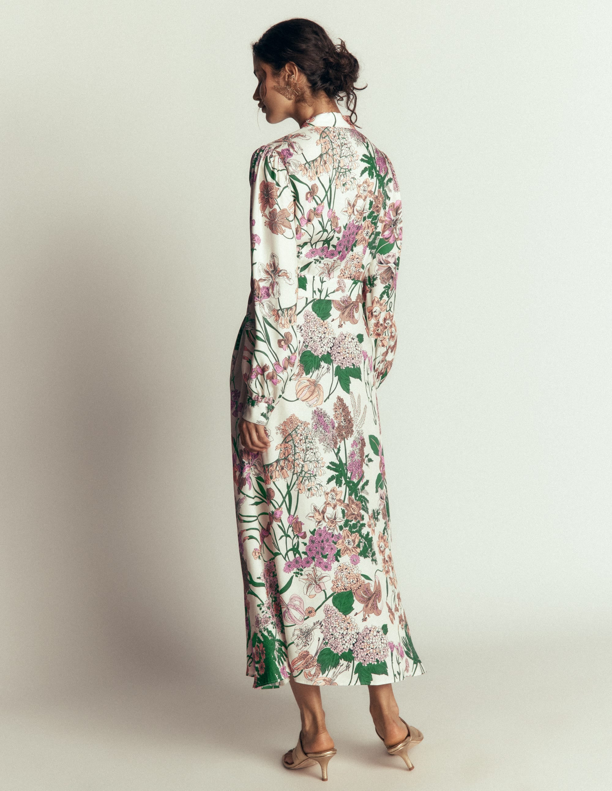 Bow Detail Shirt Dress-Ivory, Whimsical Flora - Image 7