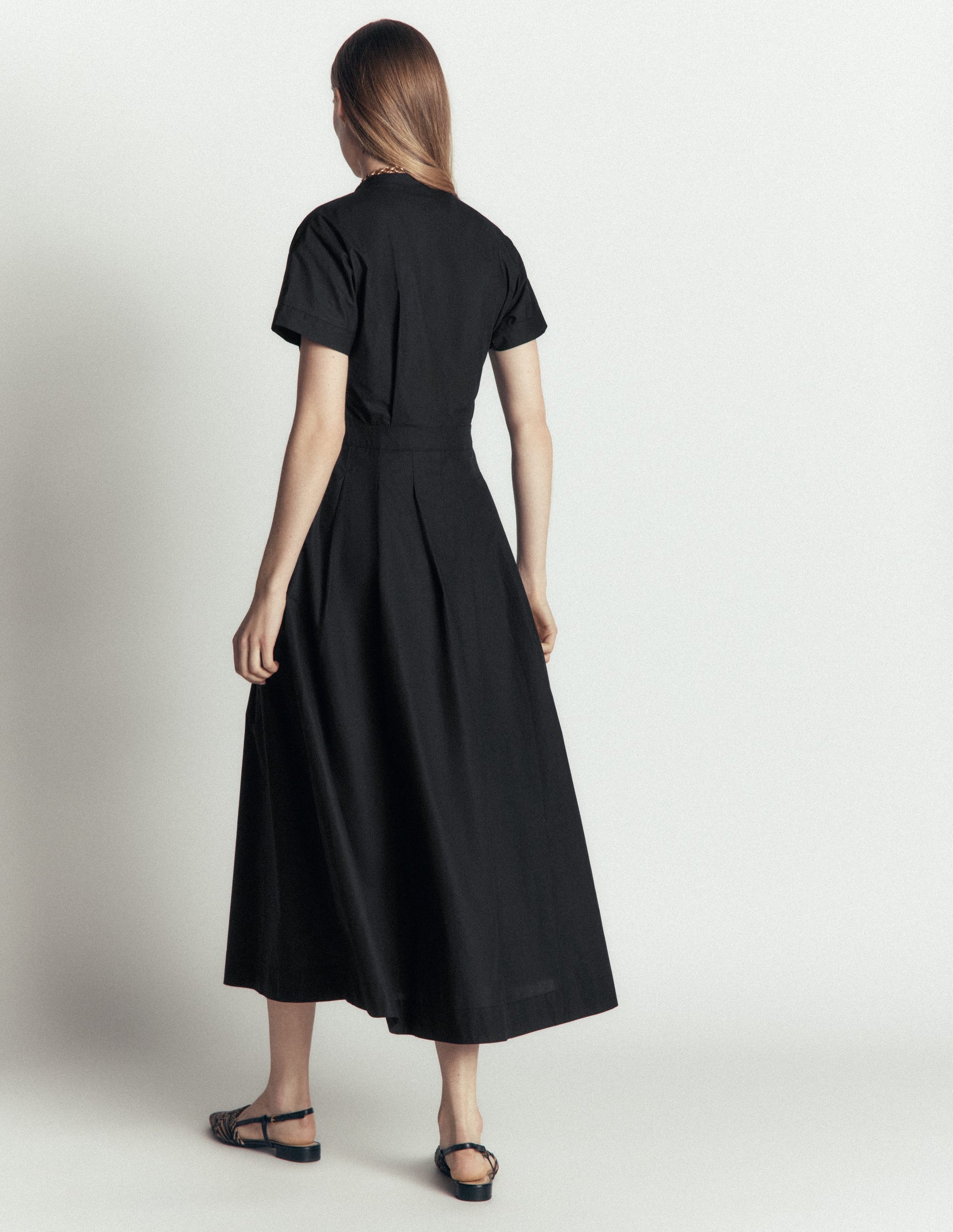Grown On Sleeve Midi Dress-Black-3