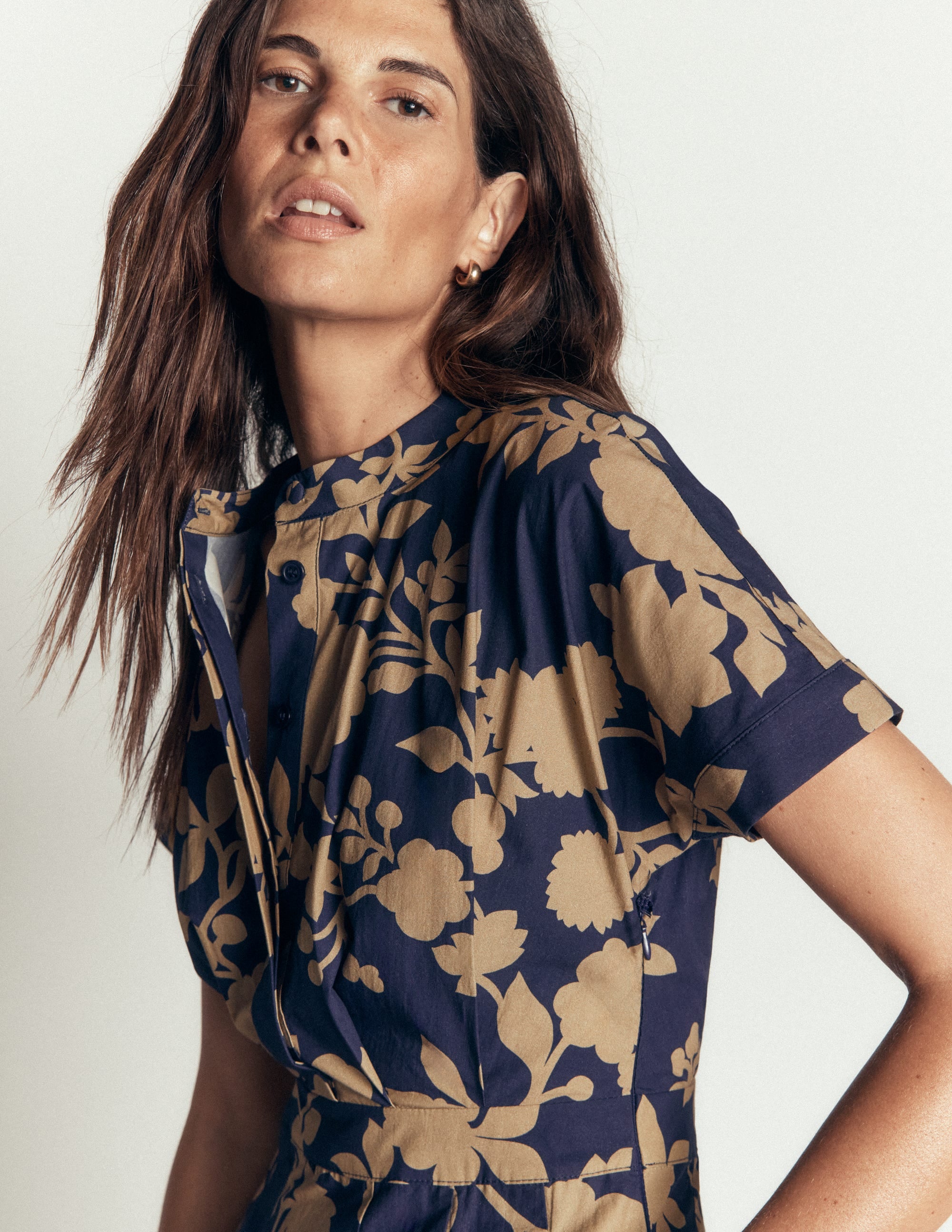 Grown On Sleeve Midi Dress-French Navy, Bouquet Breeze - Image 2