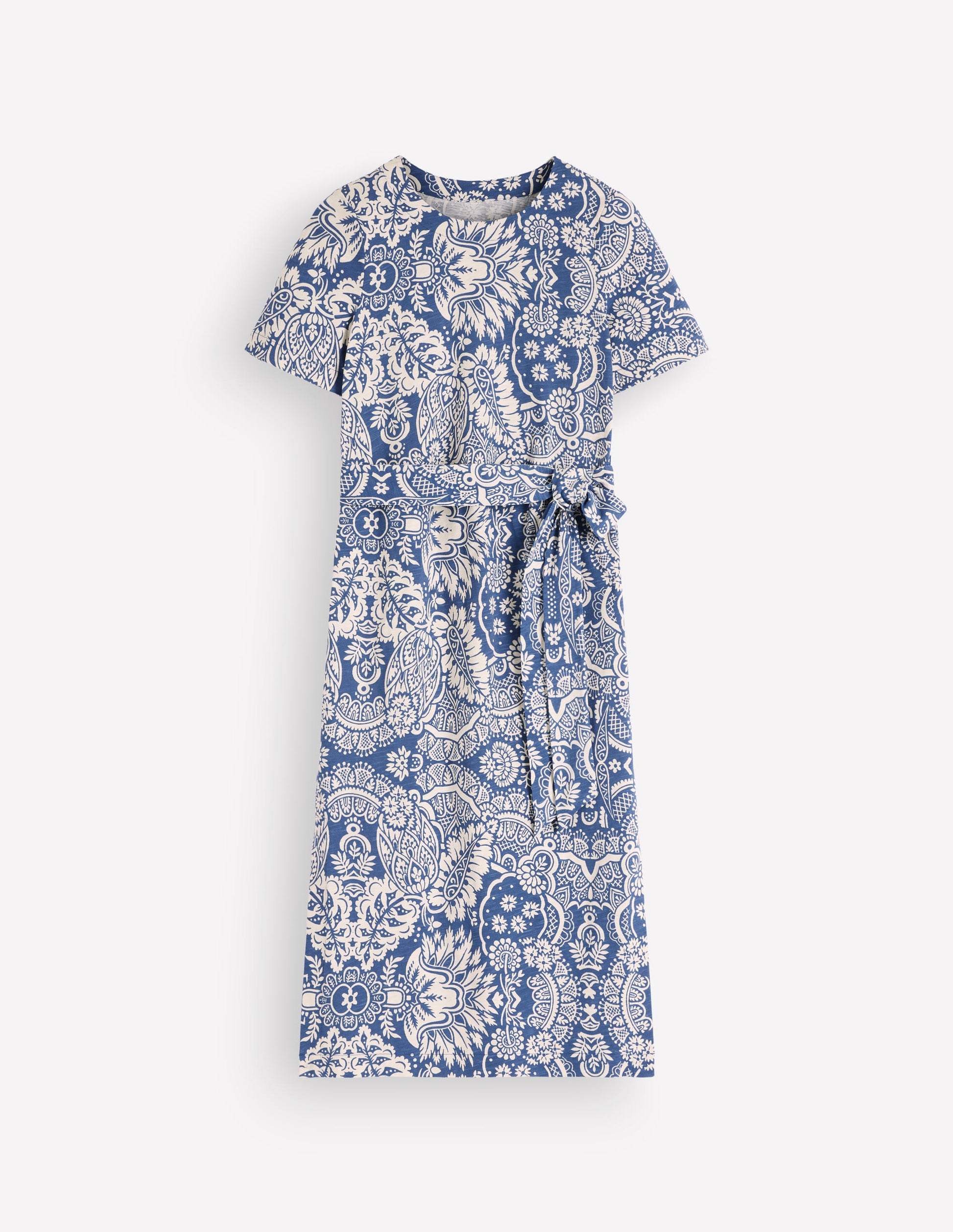 T-Shirt Jersey Midi Dress-Lyons Blue, Arabesque Meadows-7