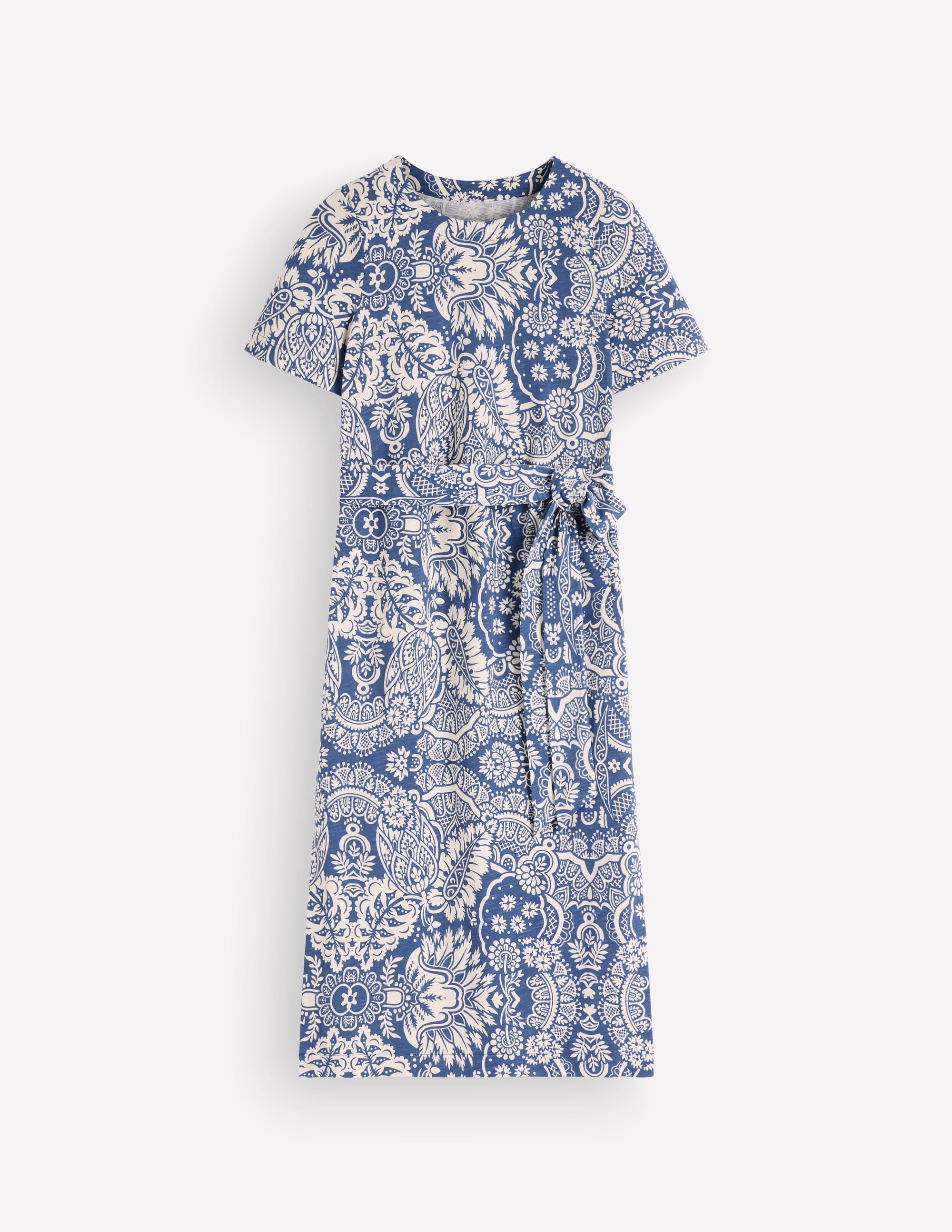 T-Shirt Jersey Midi Dress-Lyons Blue, Arabesque Meadows - Image 7