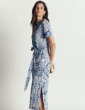 T-Shirt Jersey Midi Dress-Lyons Blue, Arabesque Meadows
