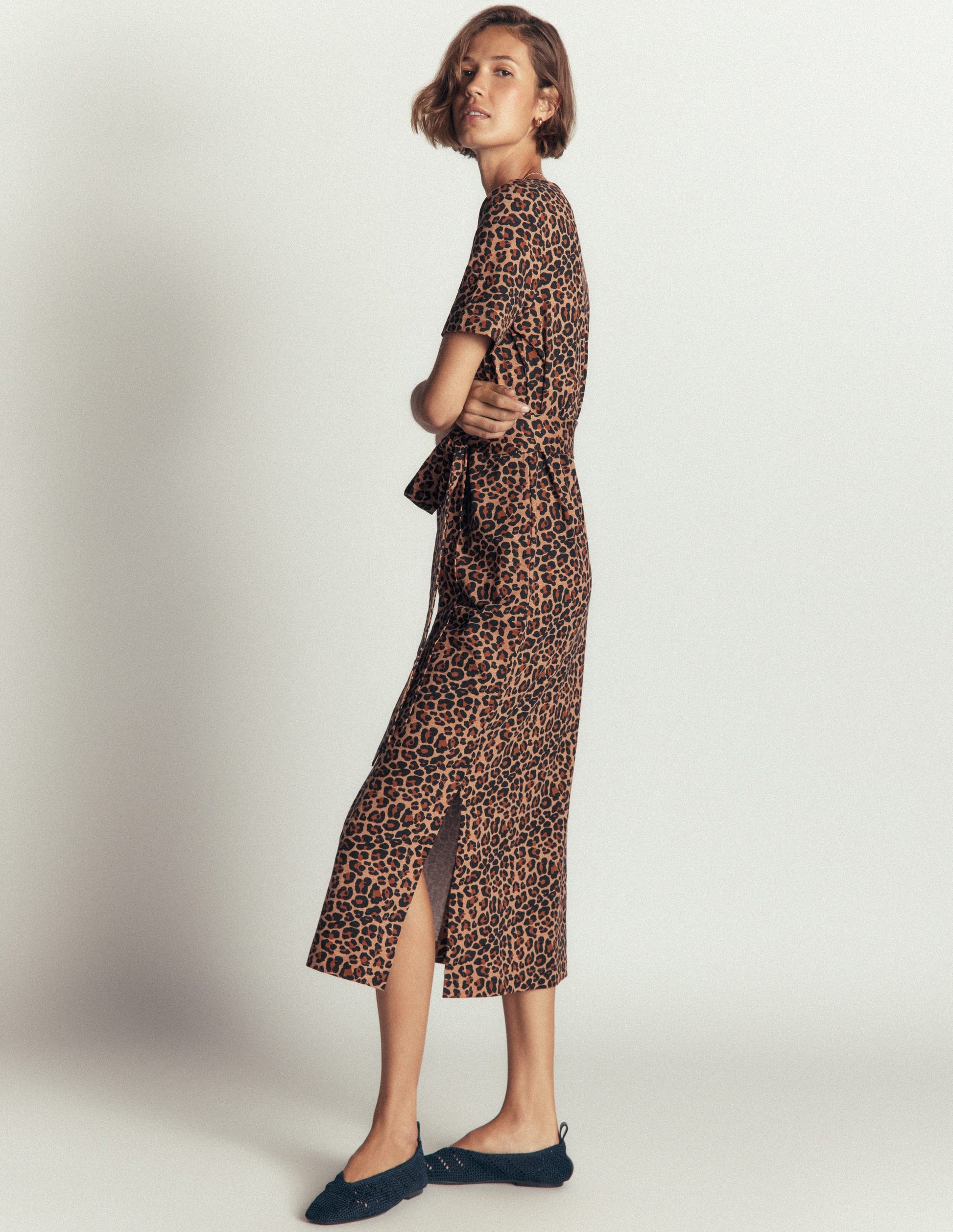T-Shirt Jersey Midi Dress-Camel, Animal Fields-5