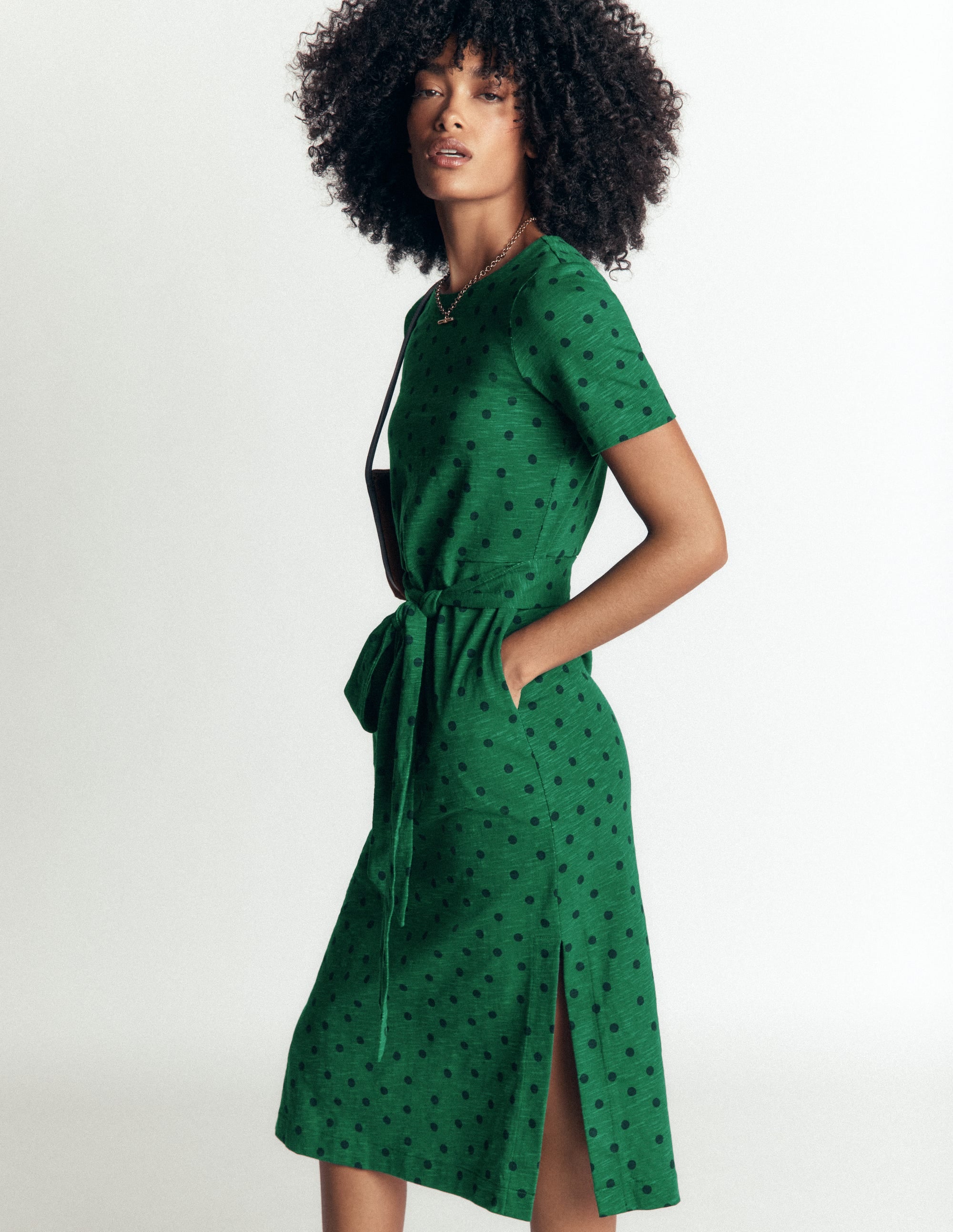 T-Shirt Jersey Midi Dress-Hunter Green, Boden Spot - Image 1