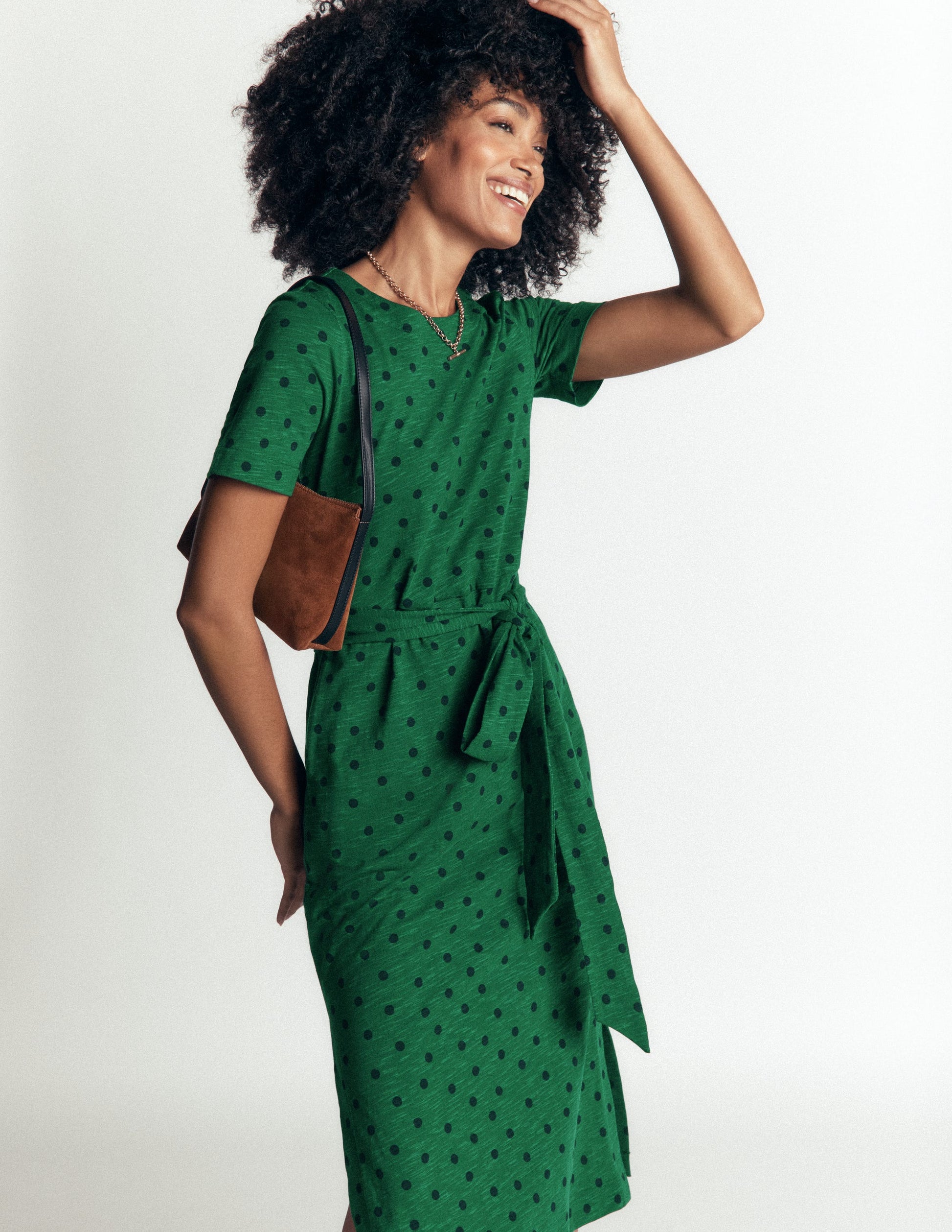 T-Shirt Jersey Midi Dress-Hunter Green, Boden Spot-2