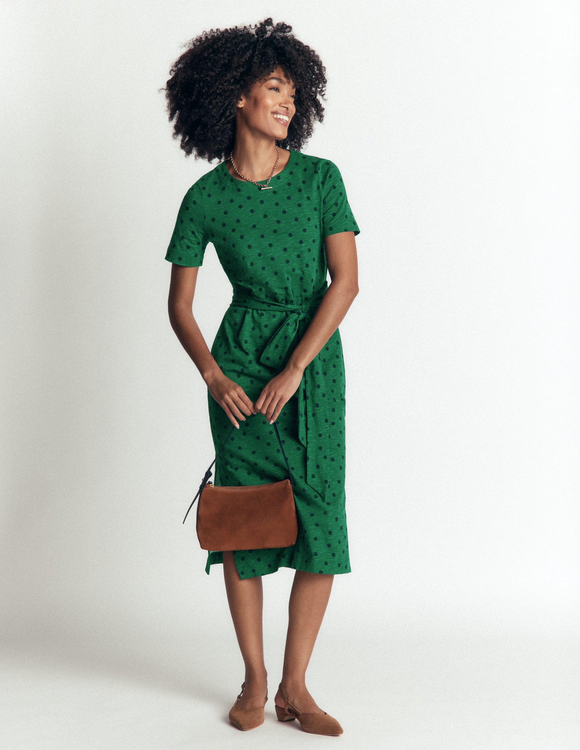 T-Shirt Jersey Midi Dress-Hunter Green, Boden Spot-4