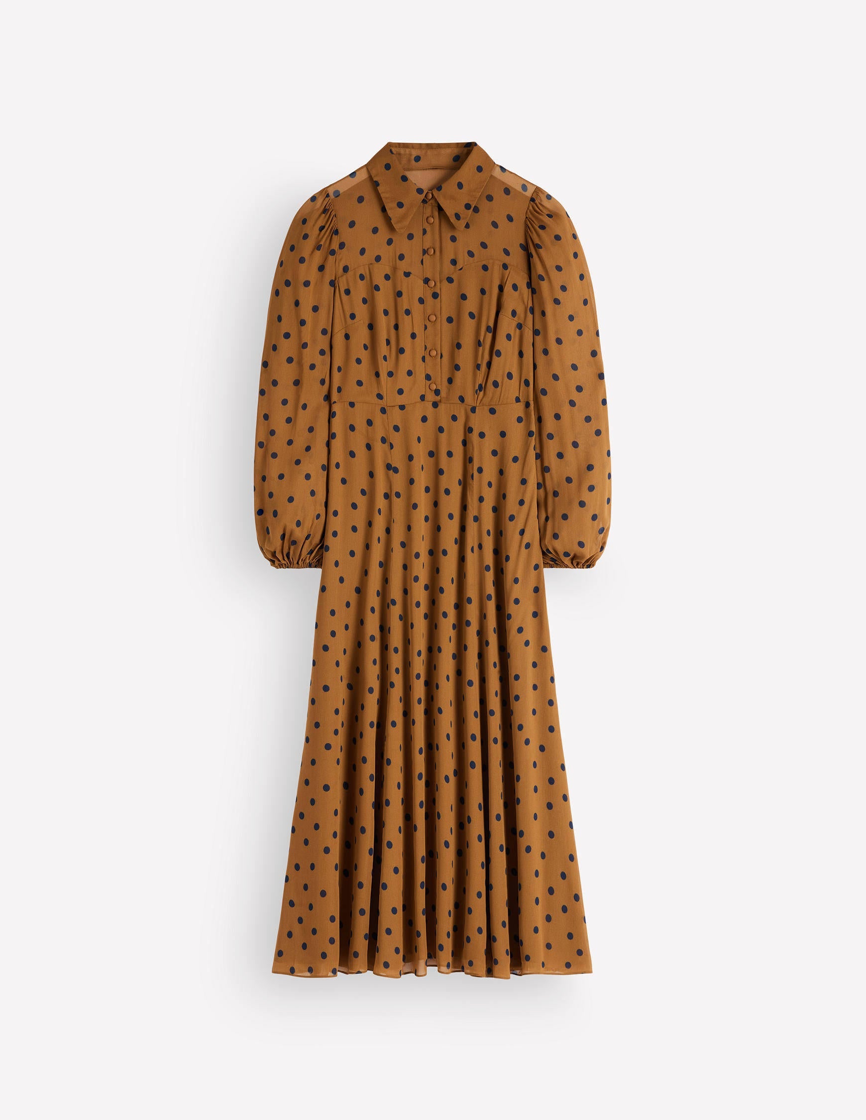 Sheer Yoke Shirt Dress-Rubber and Navy, Painted Dot-10
