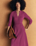 Alex Ponte Contrast Midi Dress-Raspberry Coulis