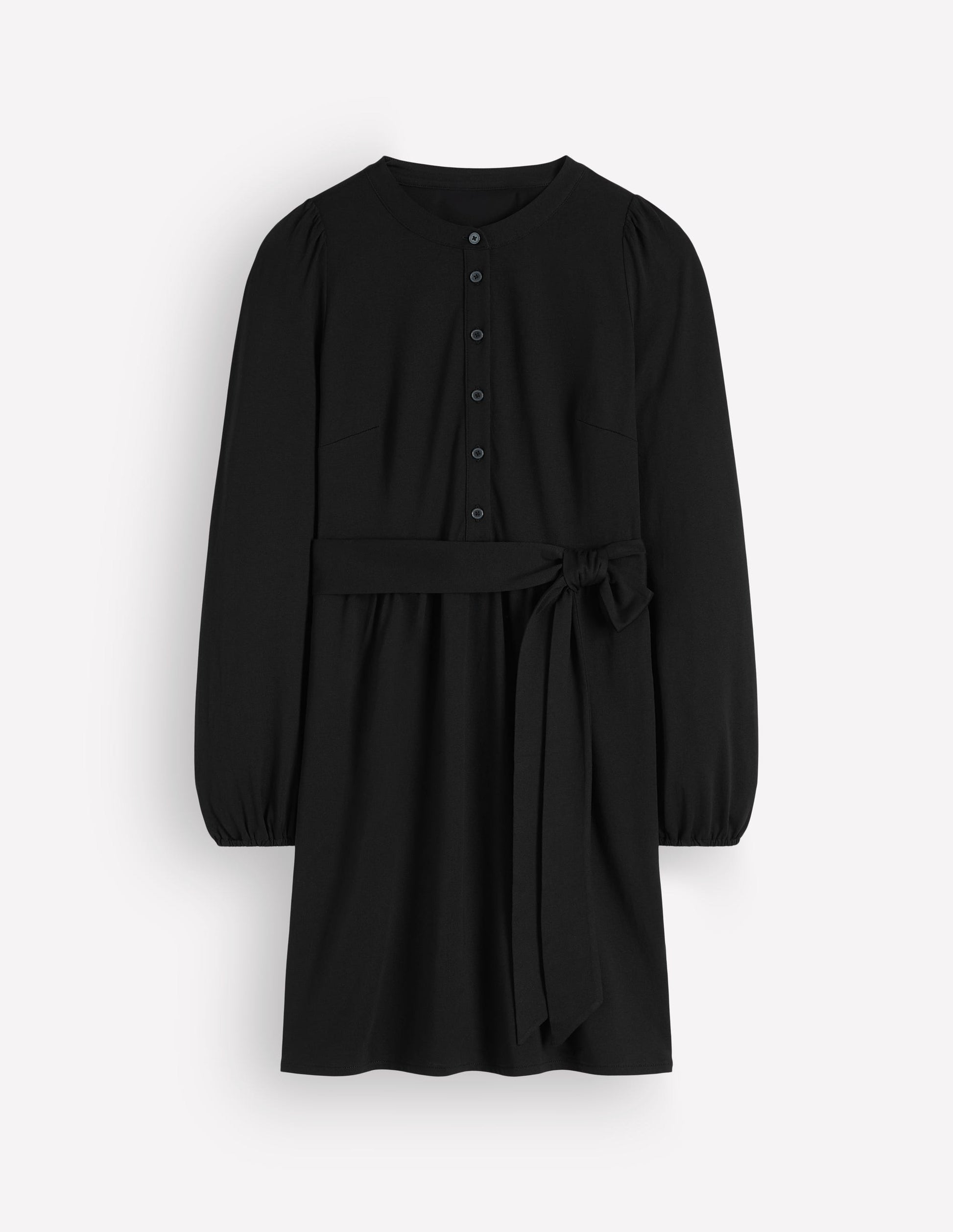 Adele Belted Jersey Dress-Black-4