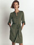 Adele Belted Jersey Dress-Chrome Green