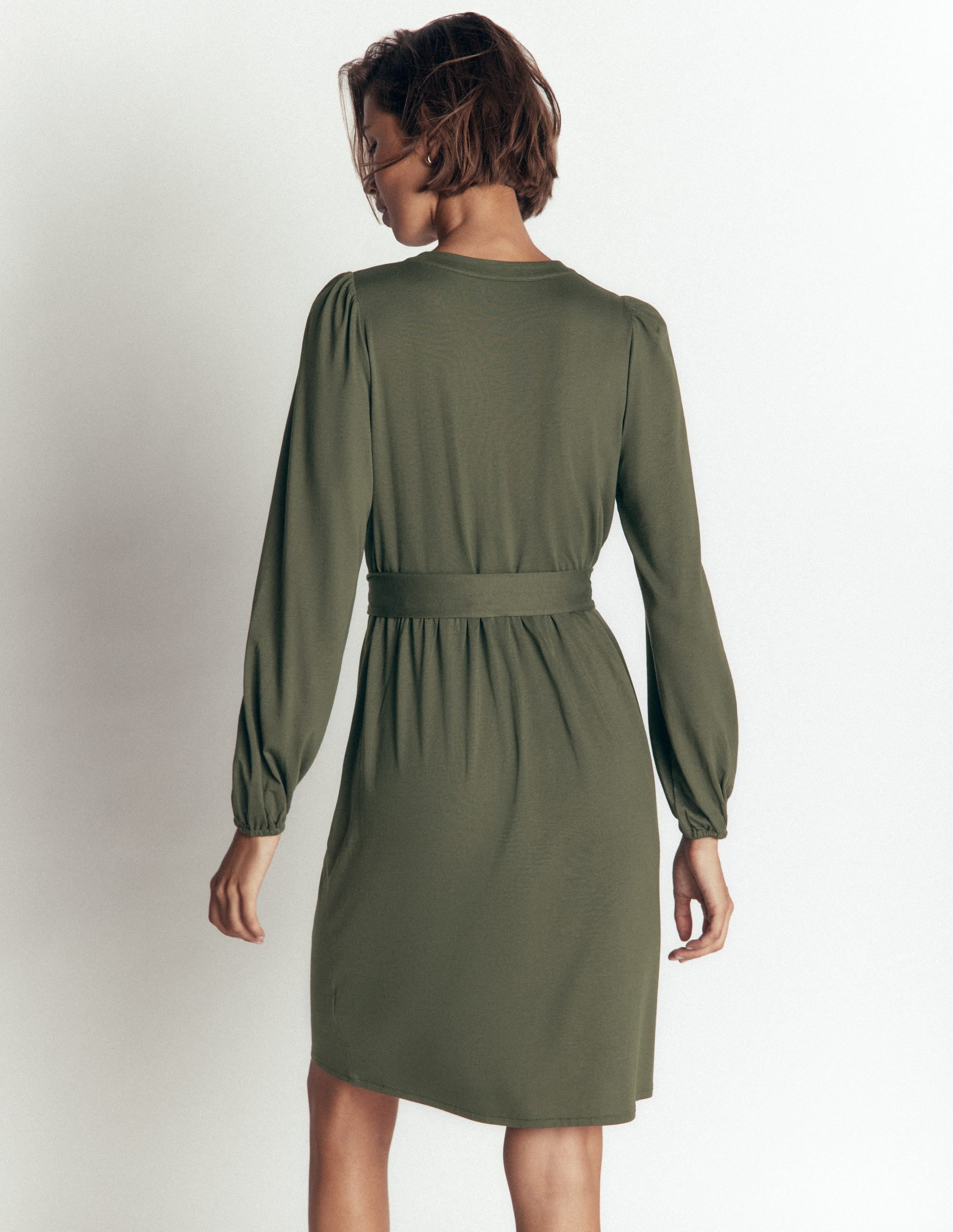 Adele Belted Jersey Dress-Chrome Green - Image 2