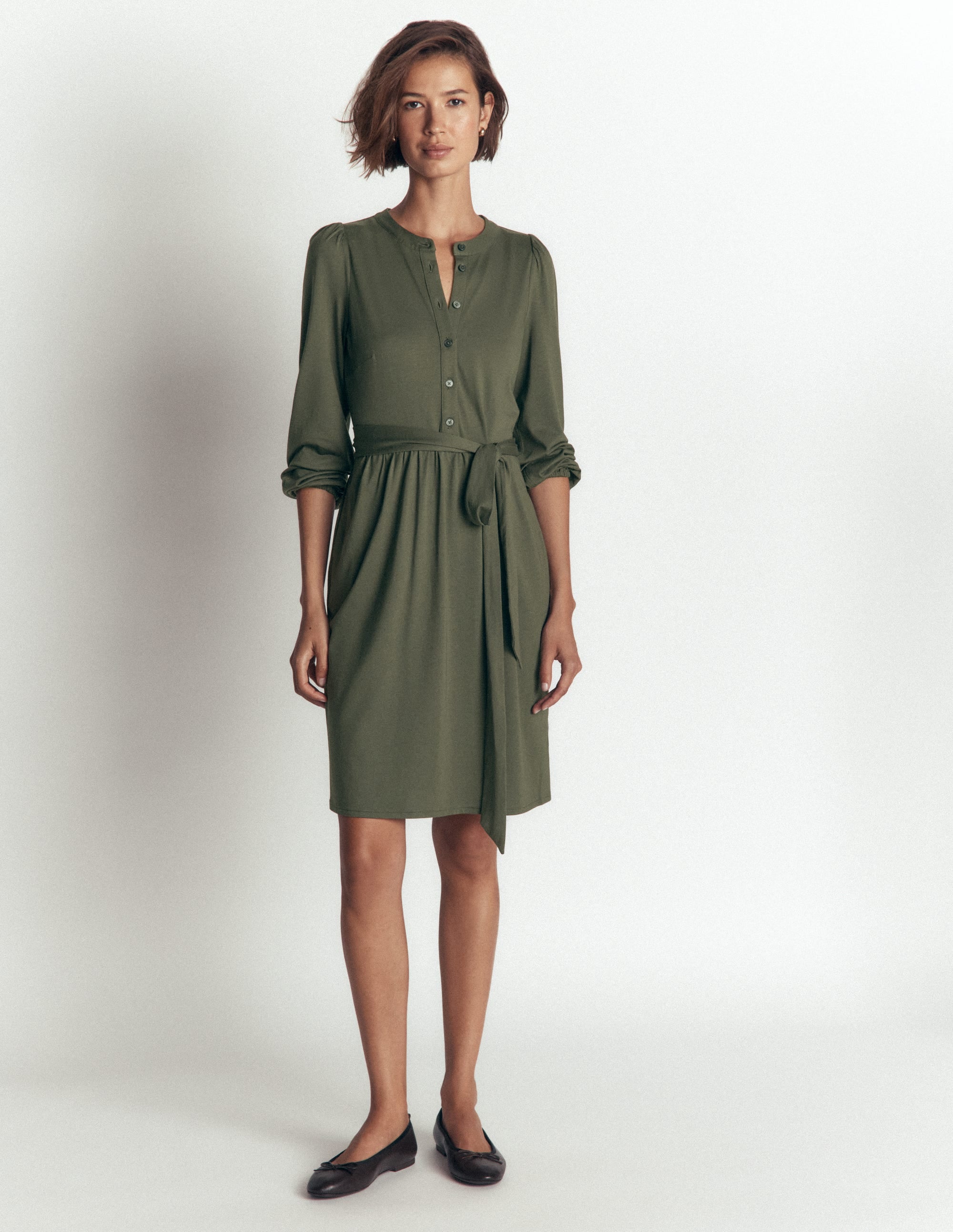 Adele Belted Jersey Dress-Chrome Green - Image 3