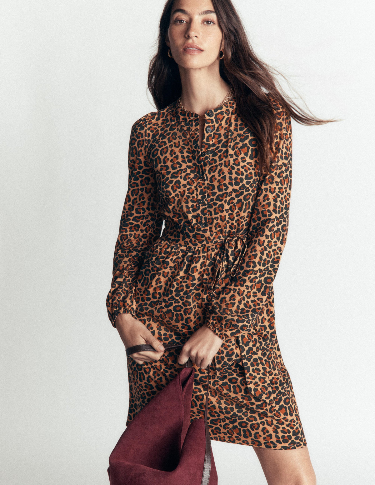 Adele Belted Jersey Dress-Camel, Animal Fields-4