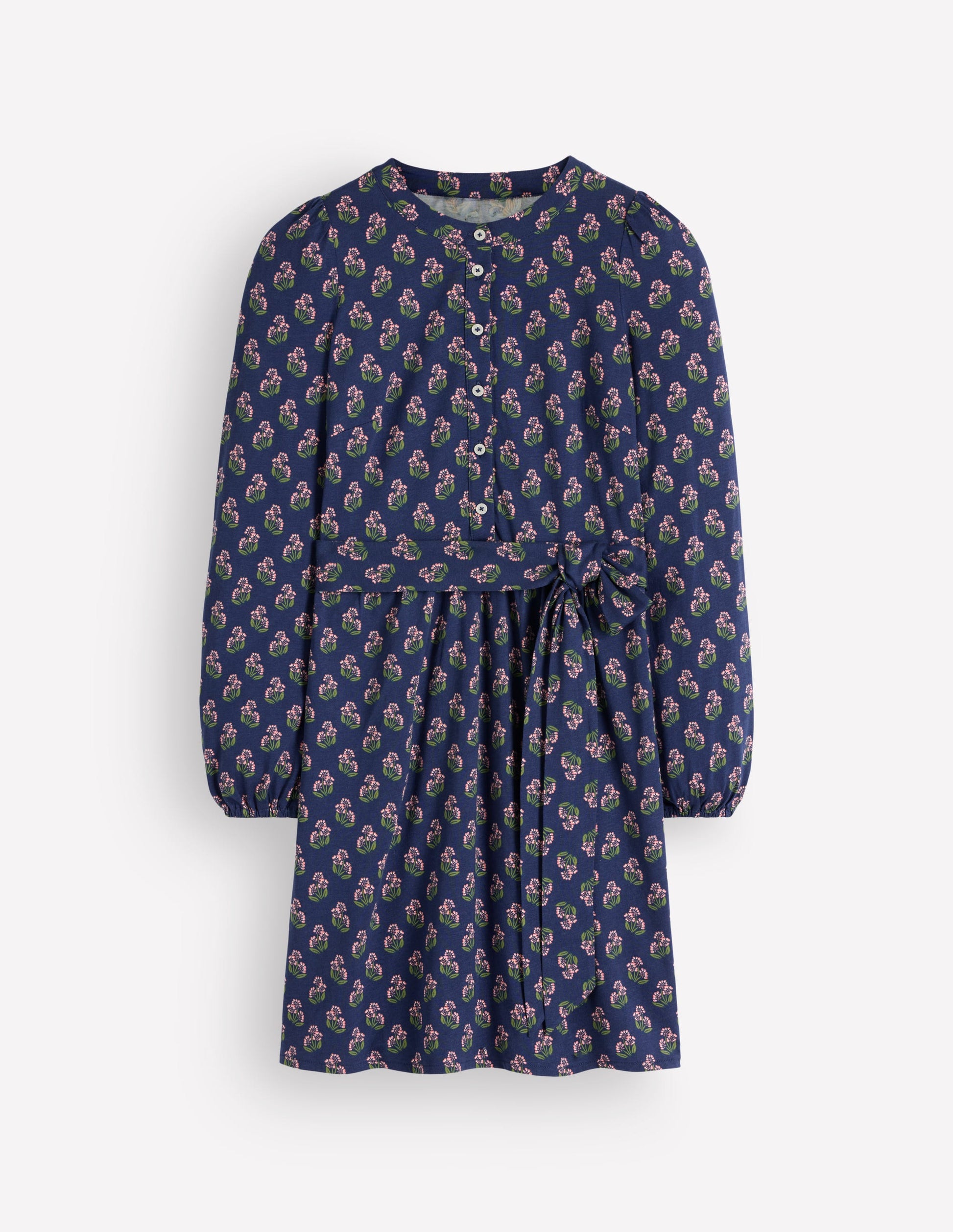 Adele Belted Jersey Dress-College Navy, Ditsy Carnation-6