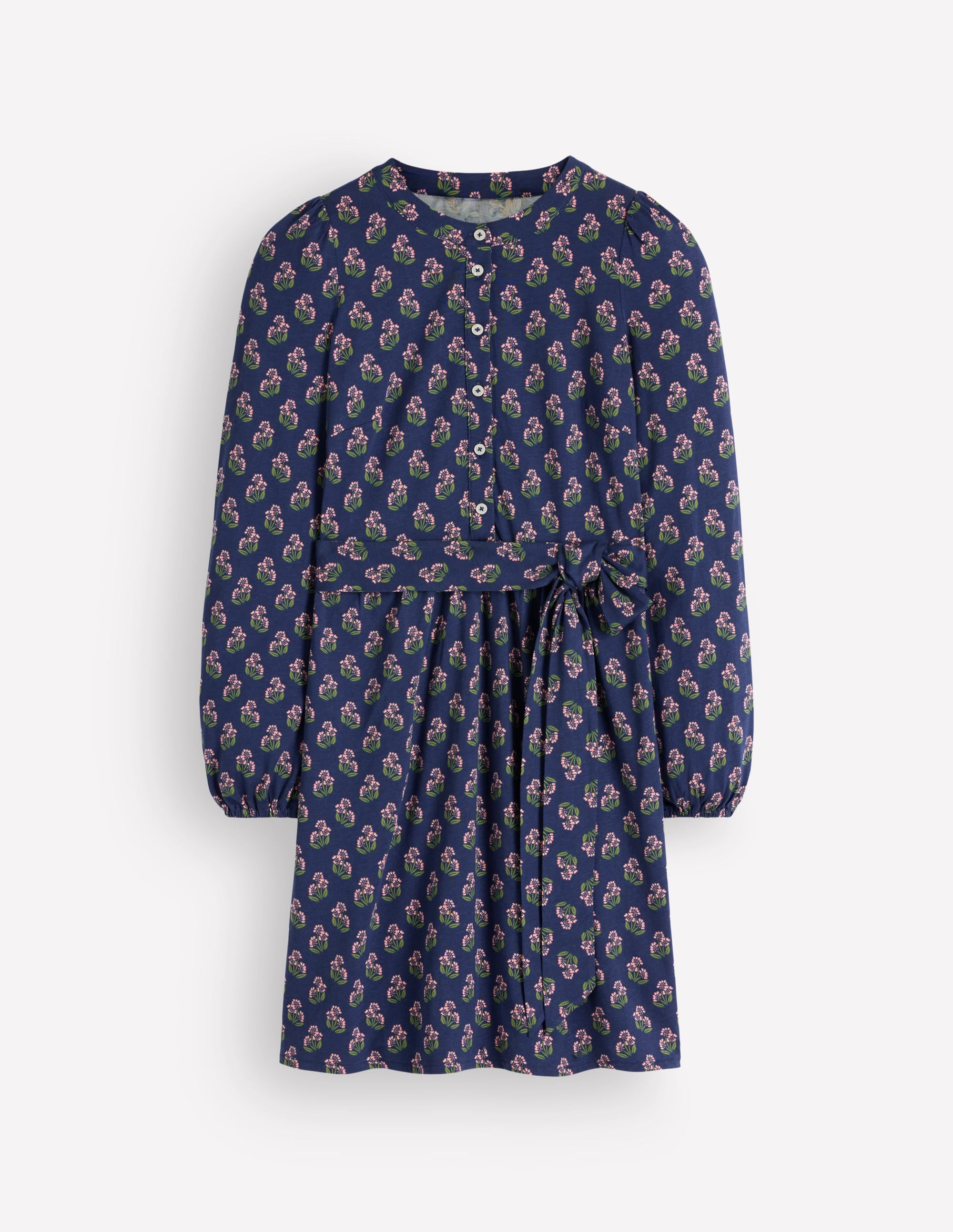 Adele Belted Jersey Dress-College Navy, Ditsy Carnation - Image 6
