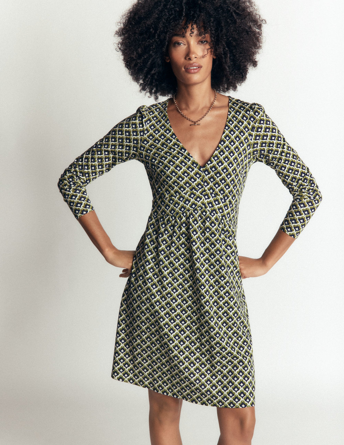 Briony Jersey Short Dress-French Navy, Geo Party-1