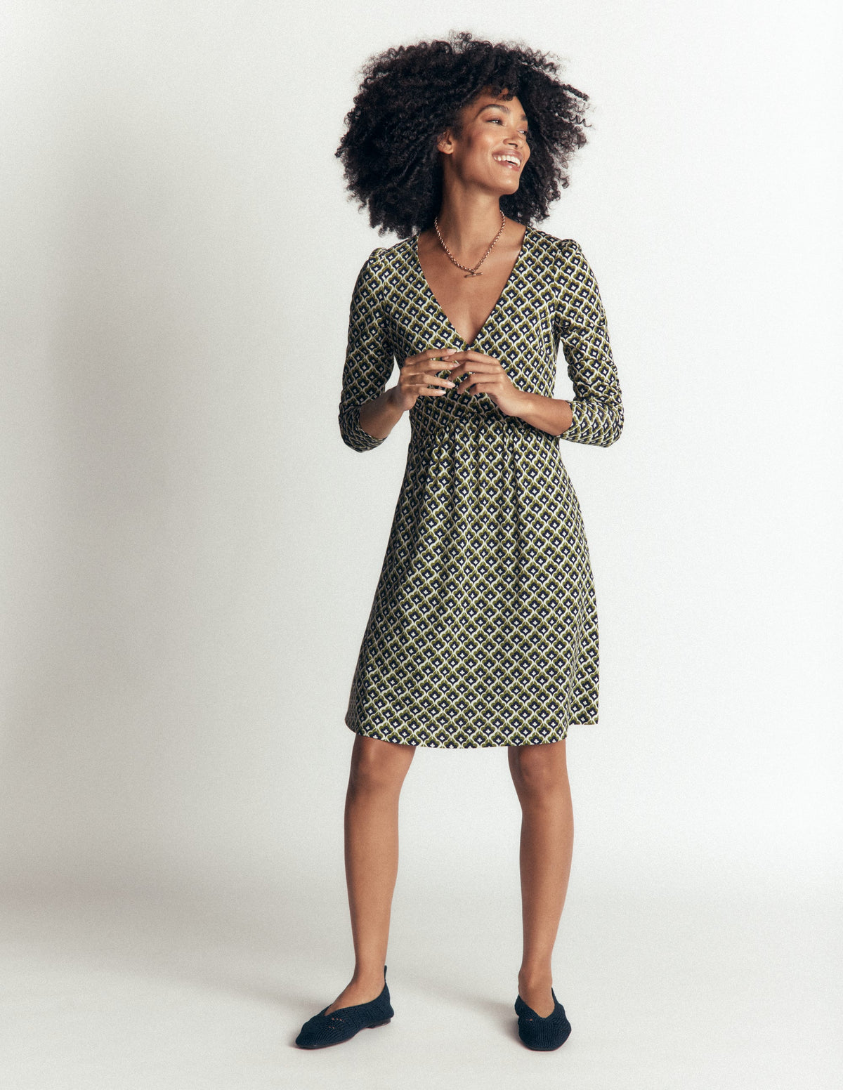 Briony Jersey Short Dress-French Navy, Geo Party-4