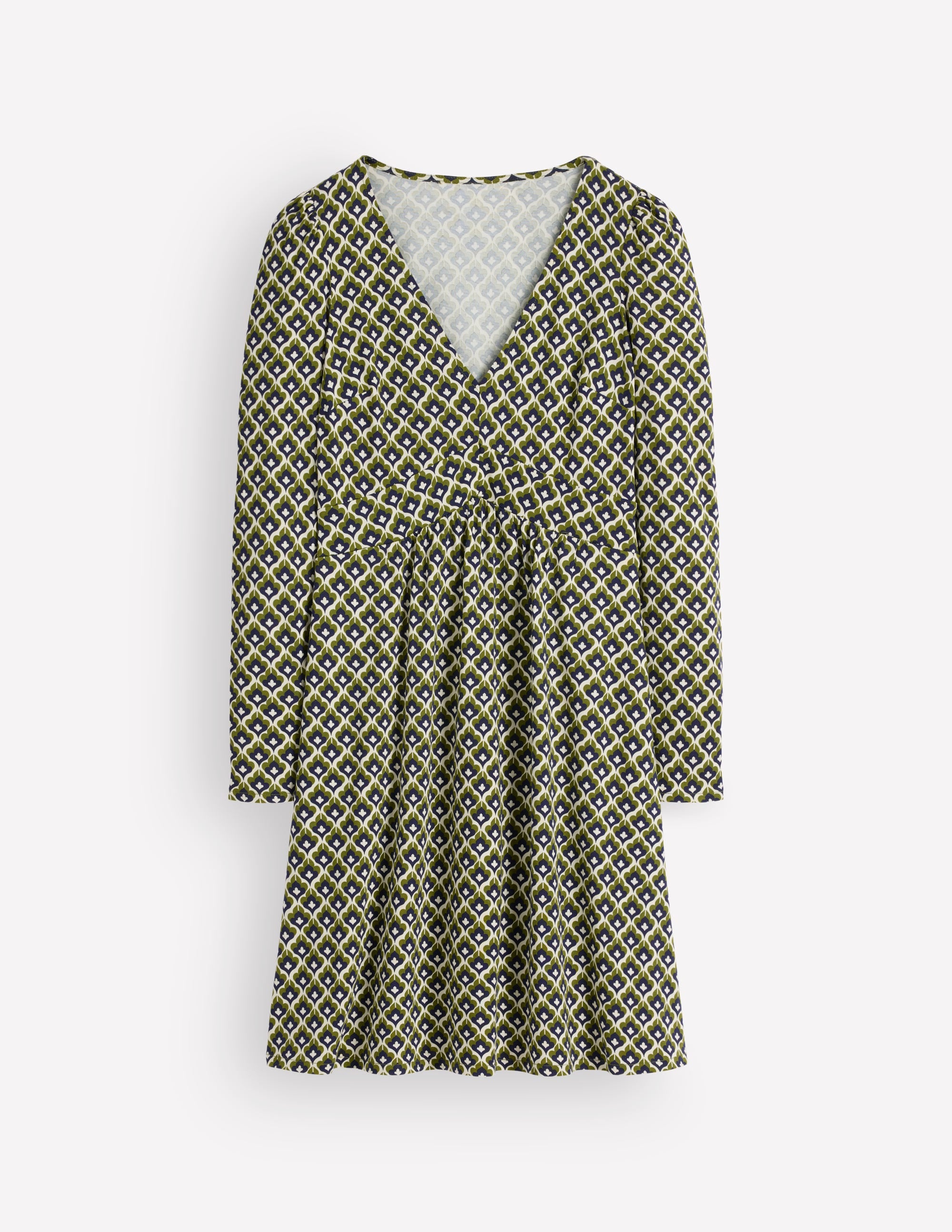 Briony Jersey Short Dress-French Navy, Geo Party - Image 1