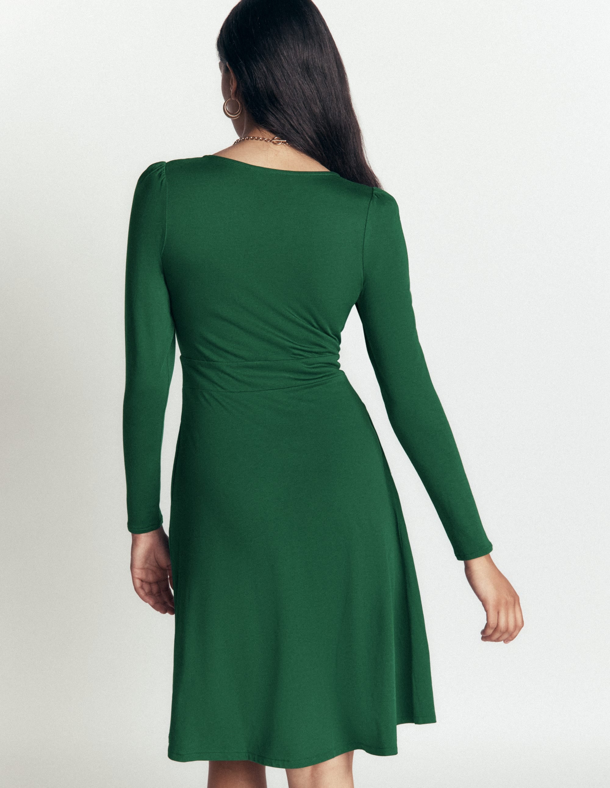 Briony Jersey Short Dress-Hunter Green - Image 3