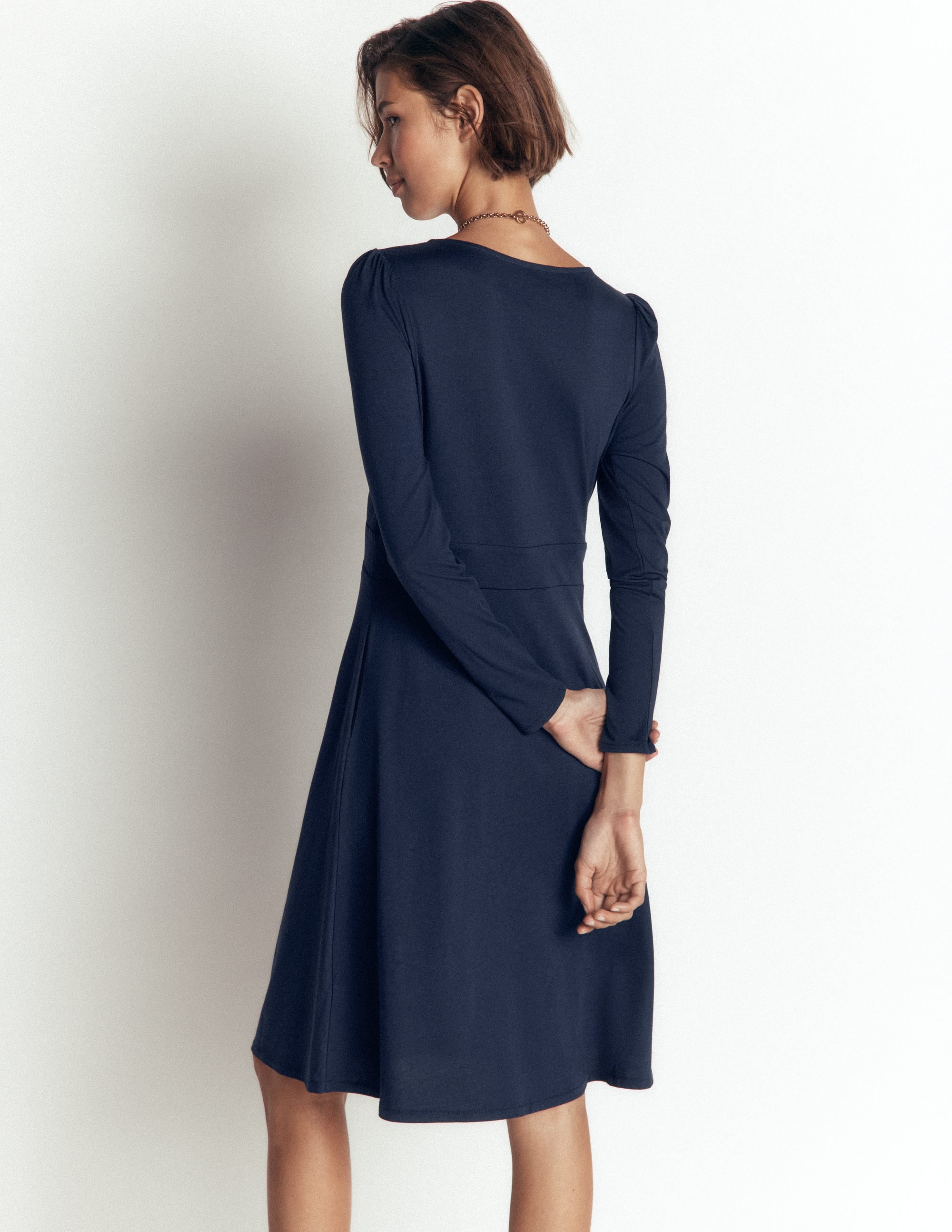 Briony Jersey Short Dress-Navy - Image 1