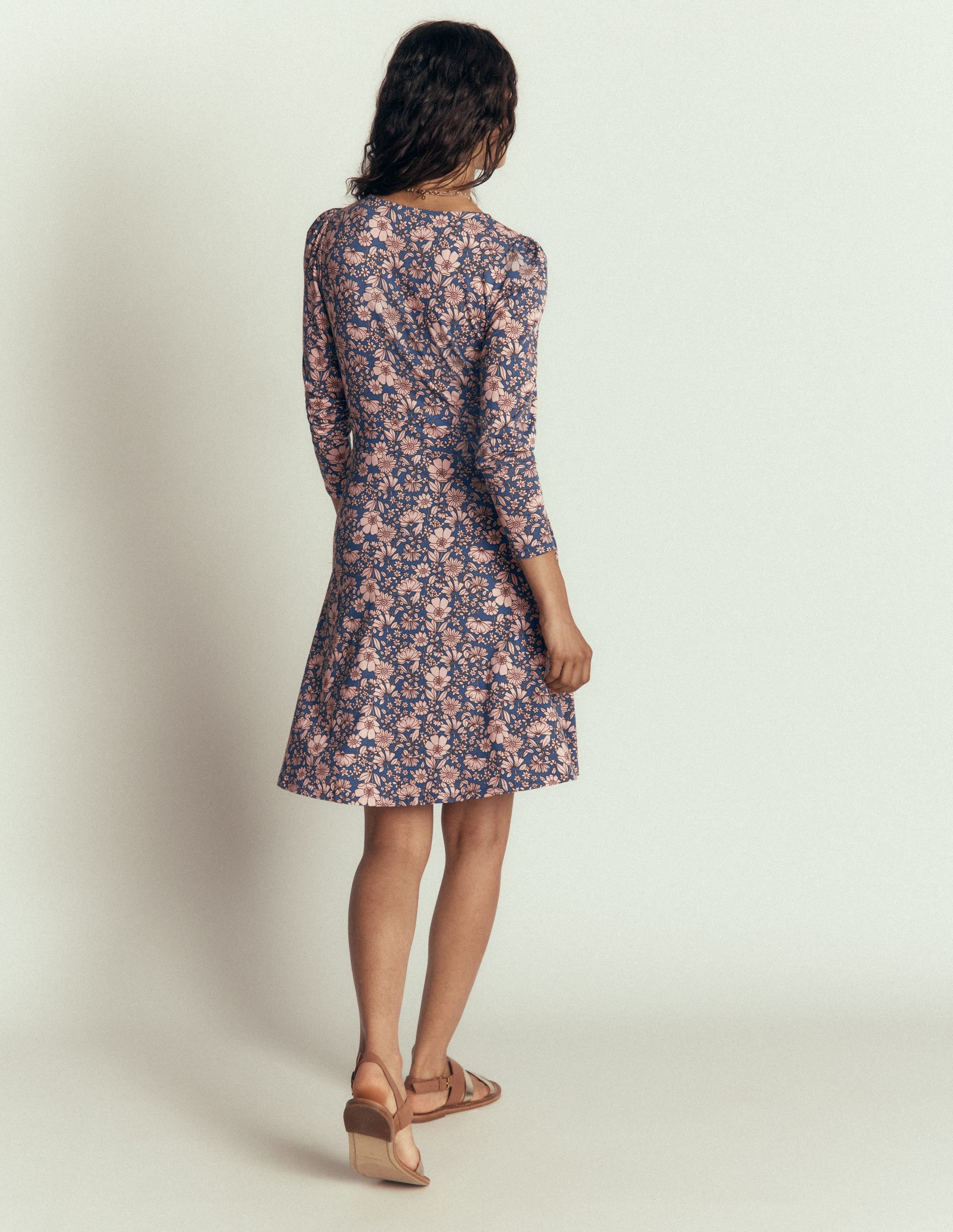Briony Jersey Short Dress-Ballet Slipper, Floral Field - Image 3