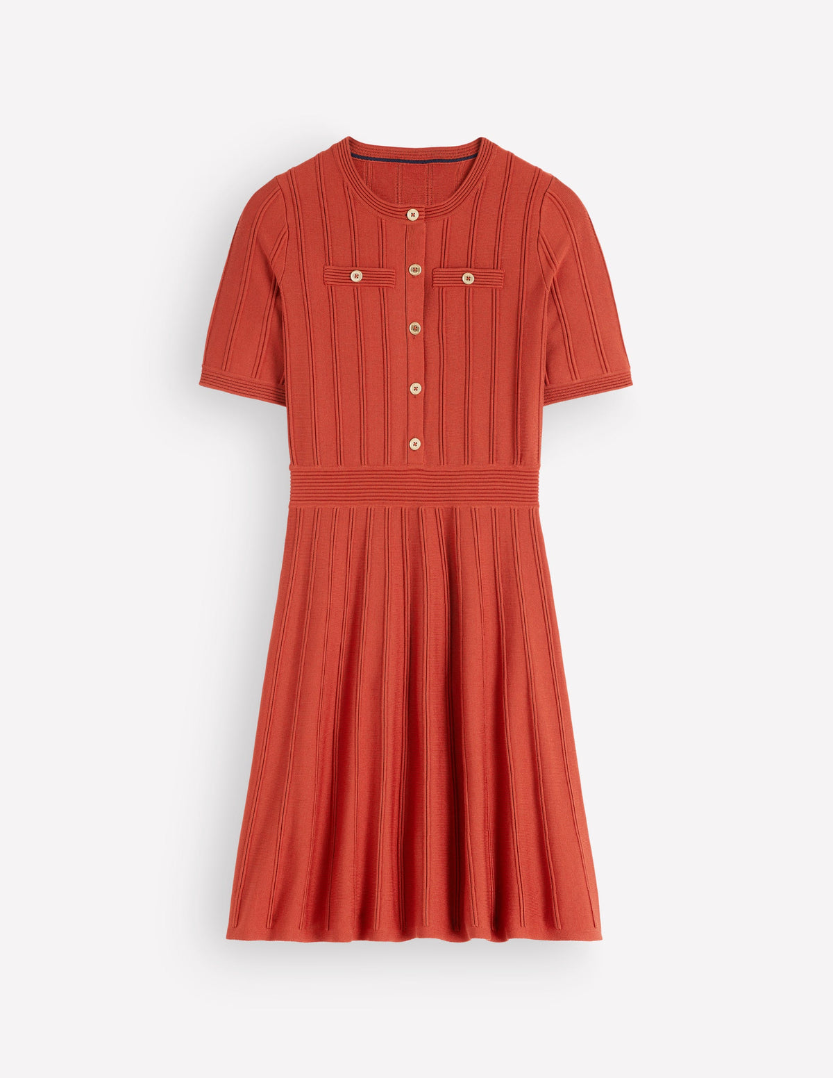 Button Front Stitch Dress-Burnt Orange - Image 6