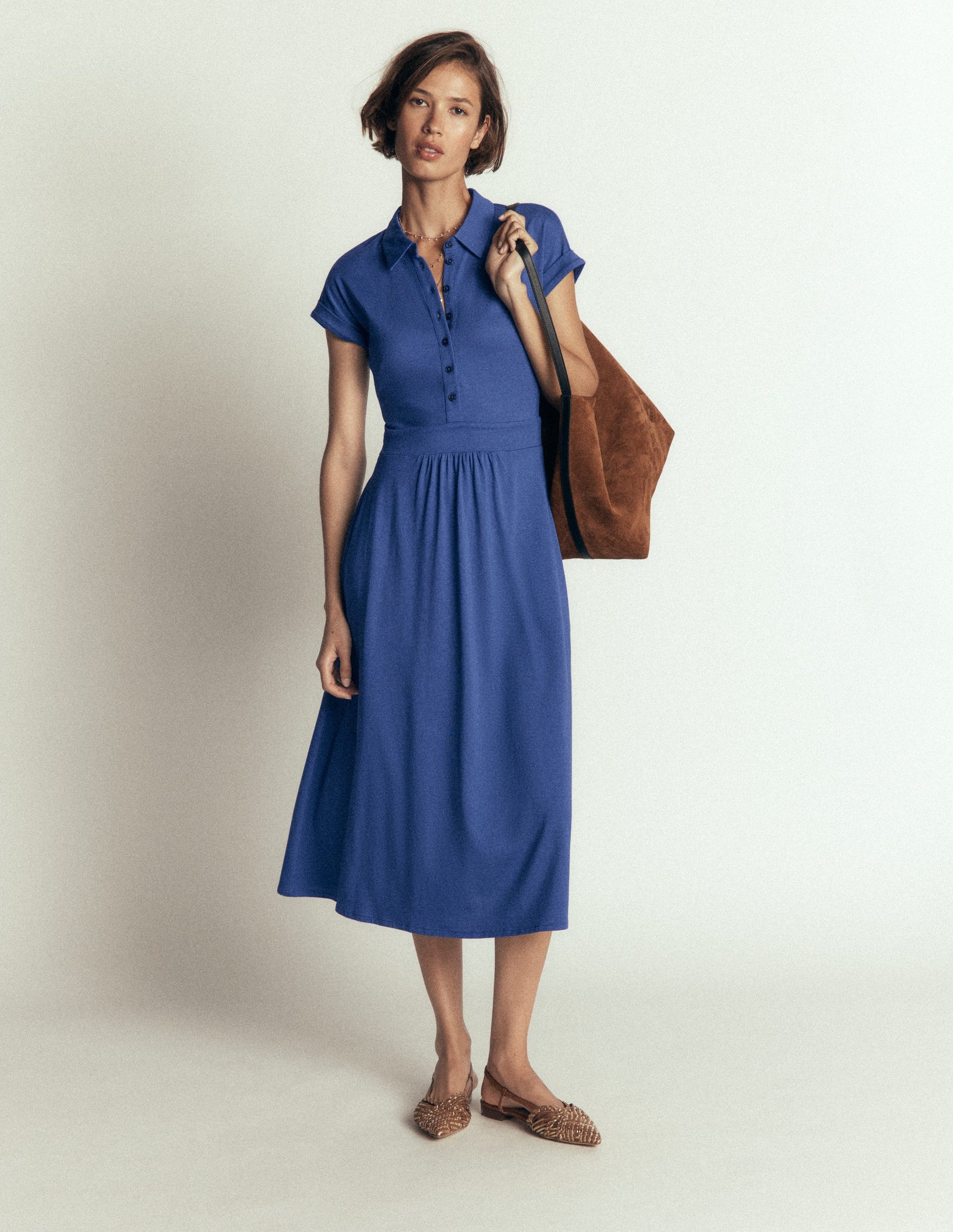 Fae Jersey Shirt Dress-Denim Blue-5