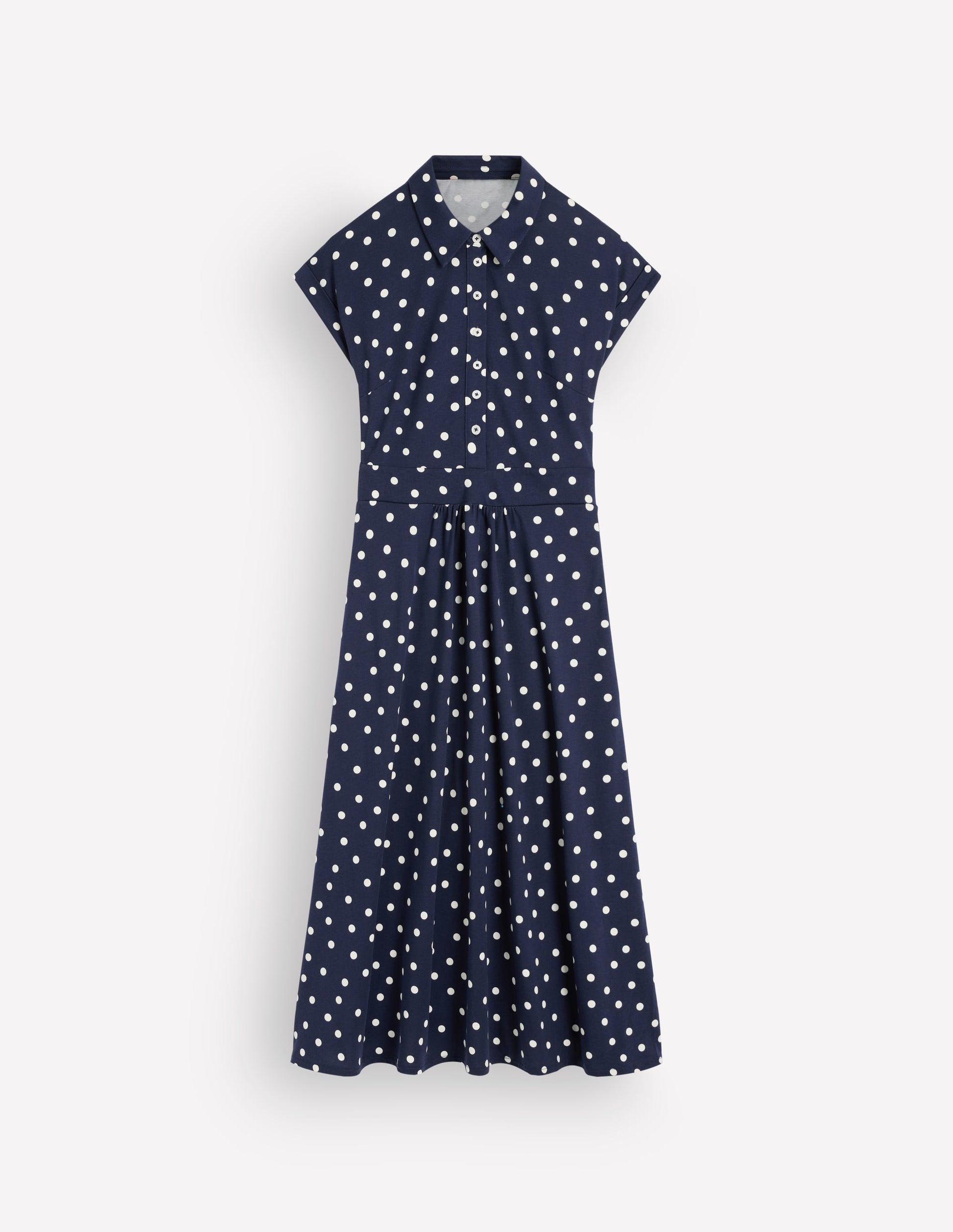 Fae Jersey Shirt Dress-Navy, Painted Dot Spaced-5