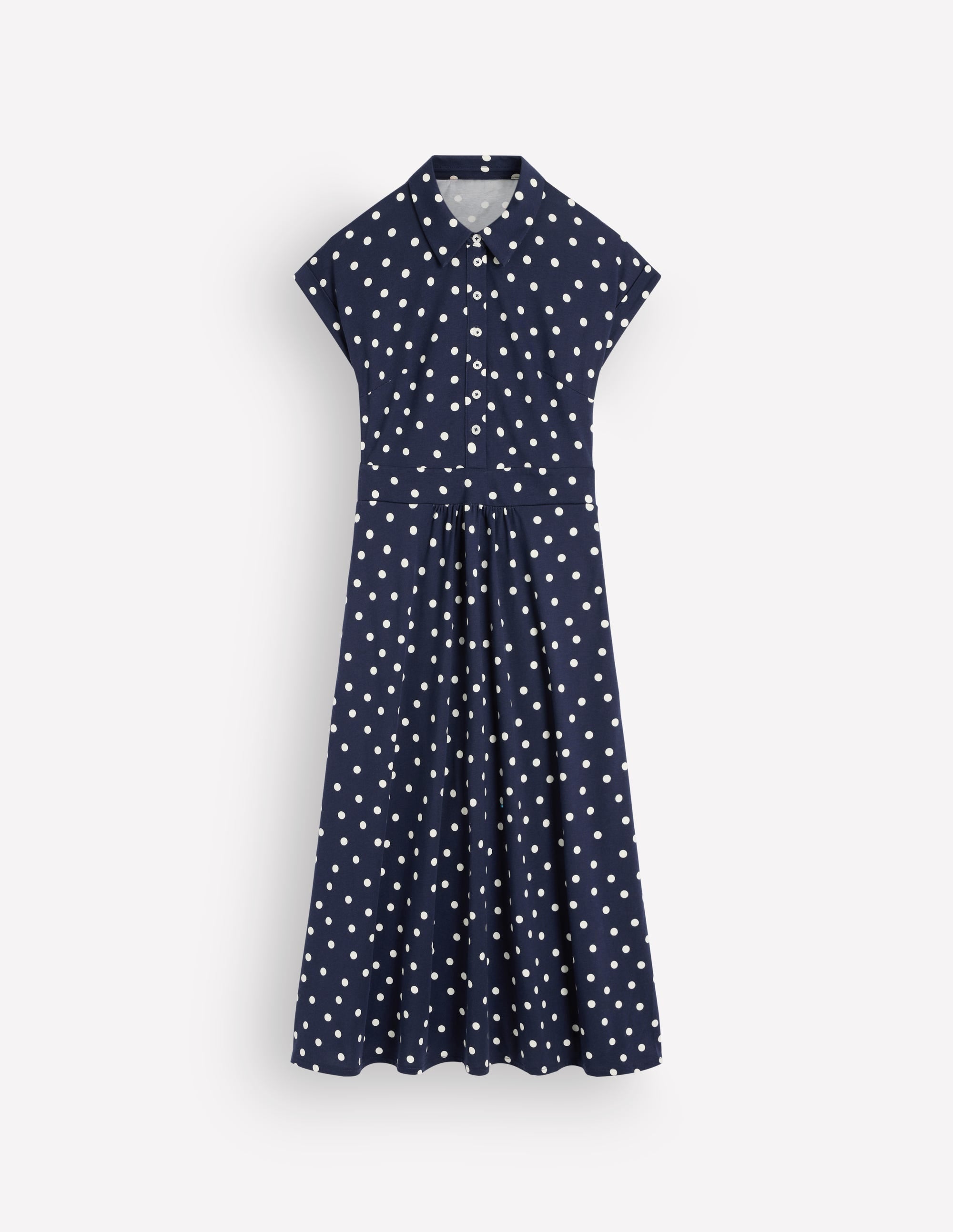 Fae Jersey Shirt Dress-Navy, Painted Dot Spaced - Image 5