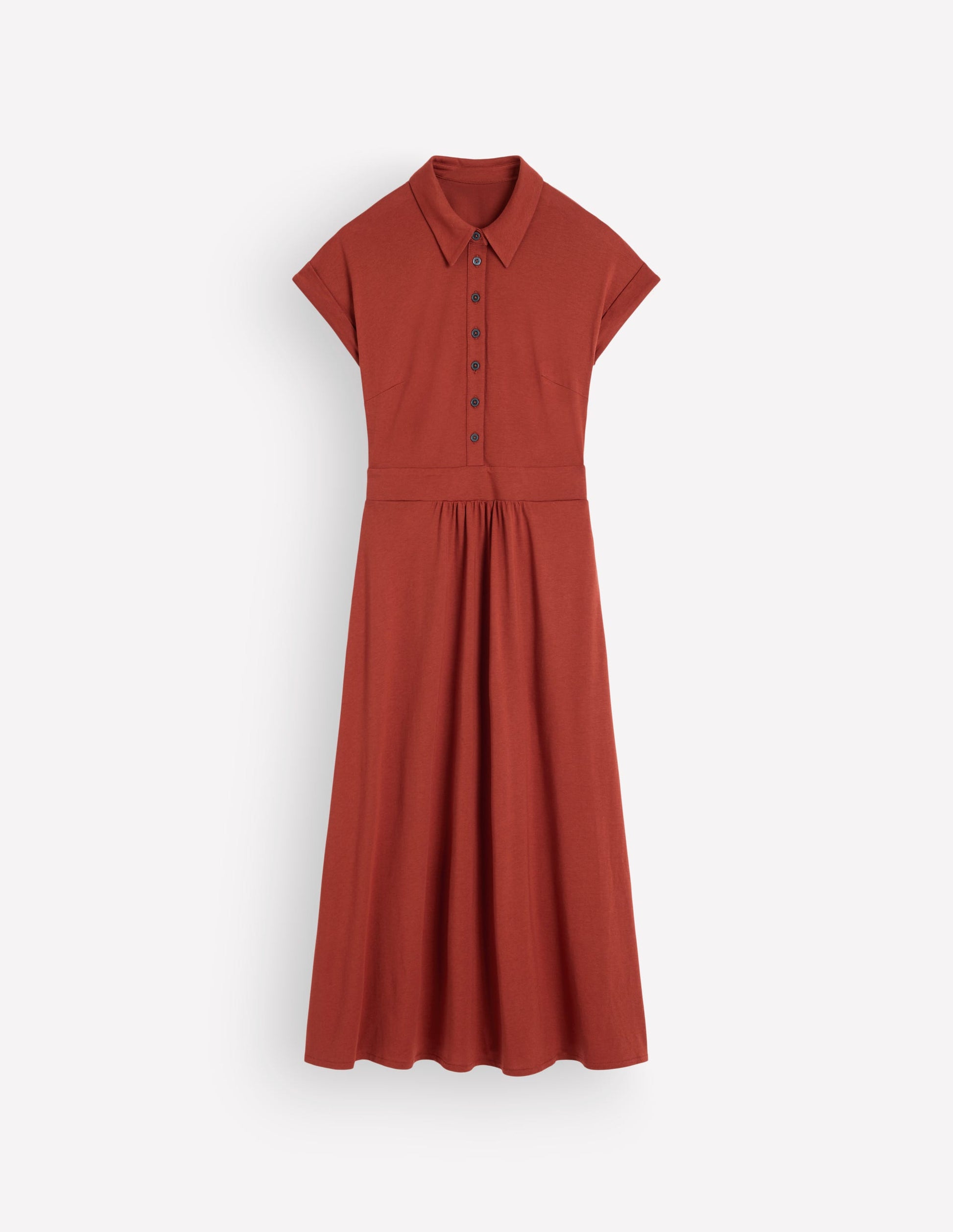 Fae Jersey Shirt Dress-Burnt Orange-6