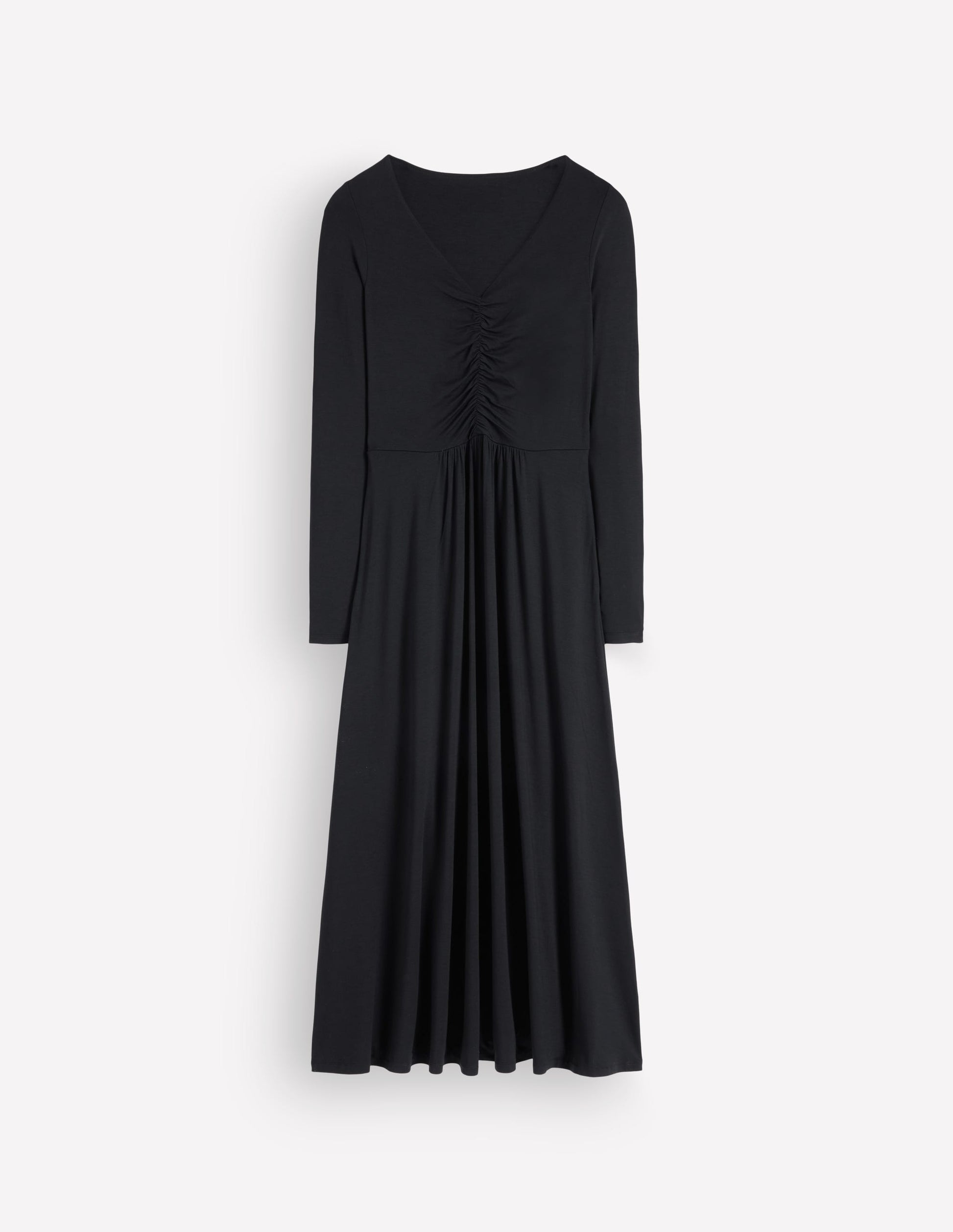 Jasmine Ruched Jersey Dress-Black-5