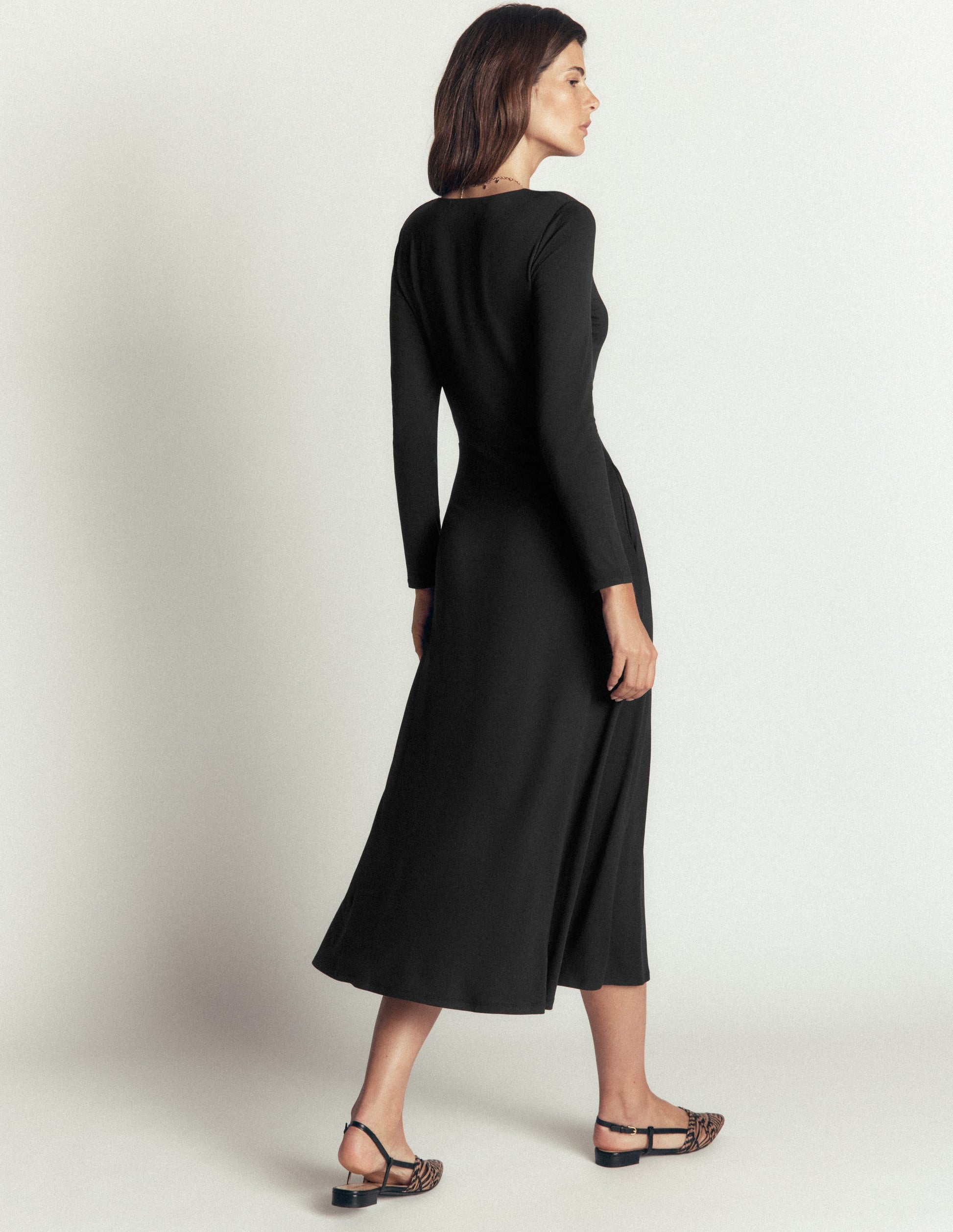 Jasmine Ruched Jersey Dress-Black-3