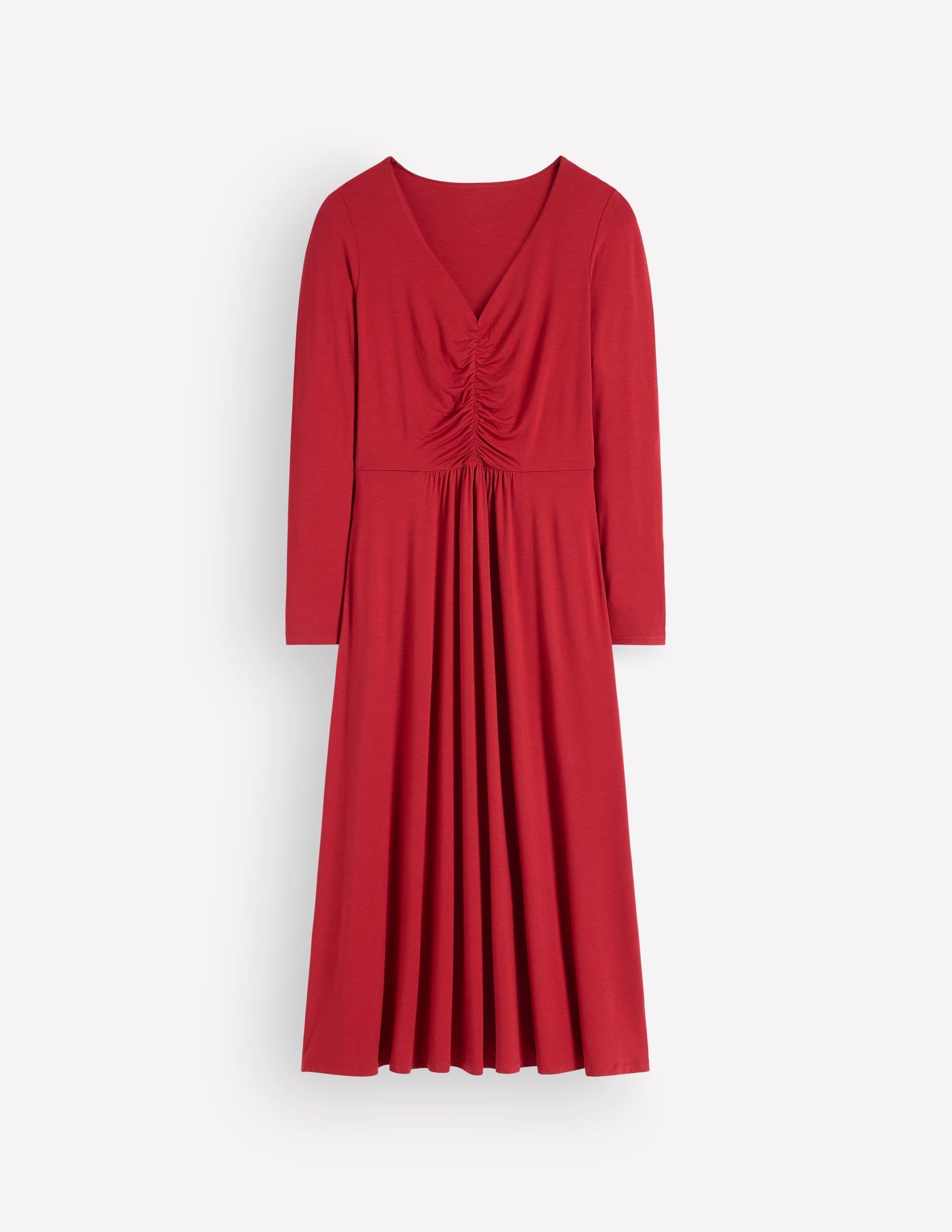 Jasmine Ruched Jersey Dress-Crimson Red - Image 5