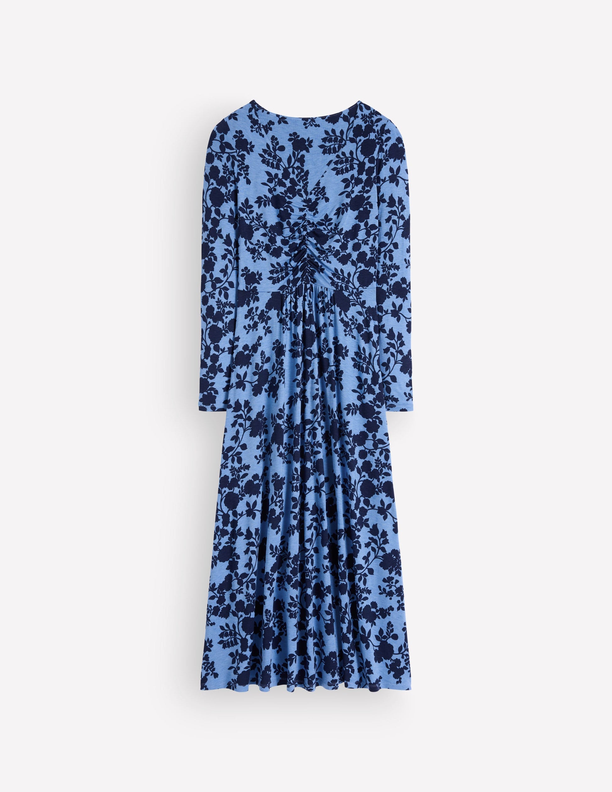 Jasmine Ruched Jersey Dress-Forget Me Not, Bouquet Breeze-7