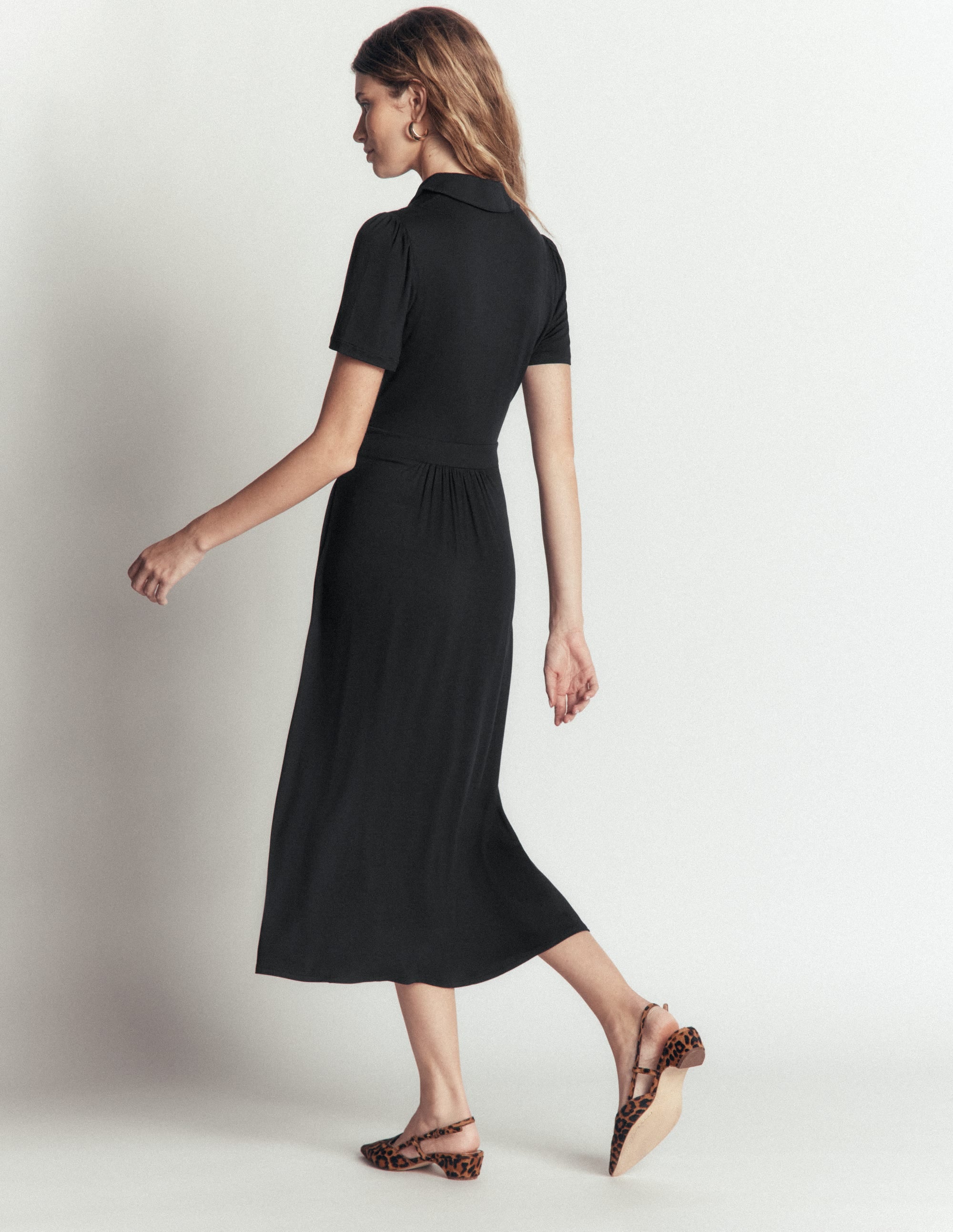 Heidi Jersey Midi Tea Dress-Black - Image 3