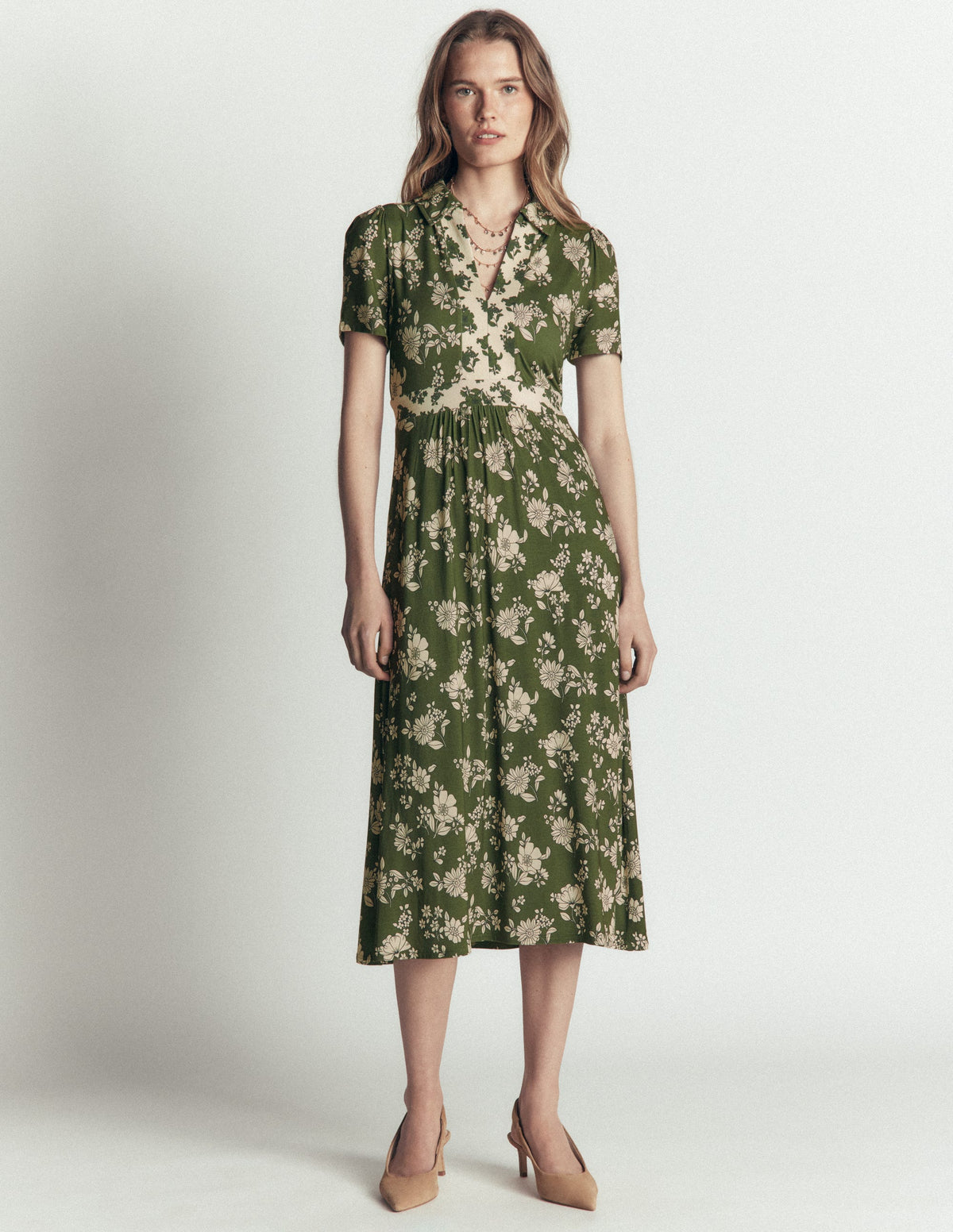 midi length tea dresses Heidi Jersey Dress - Olive, Floral Field Spaced Designed with a soft 2026 St. Patrick'Day Color:WAXED PINE Easy Italian Antipasto Pasta