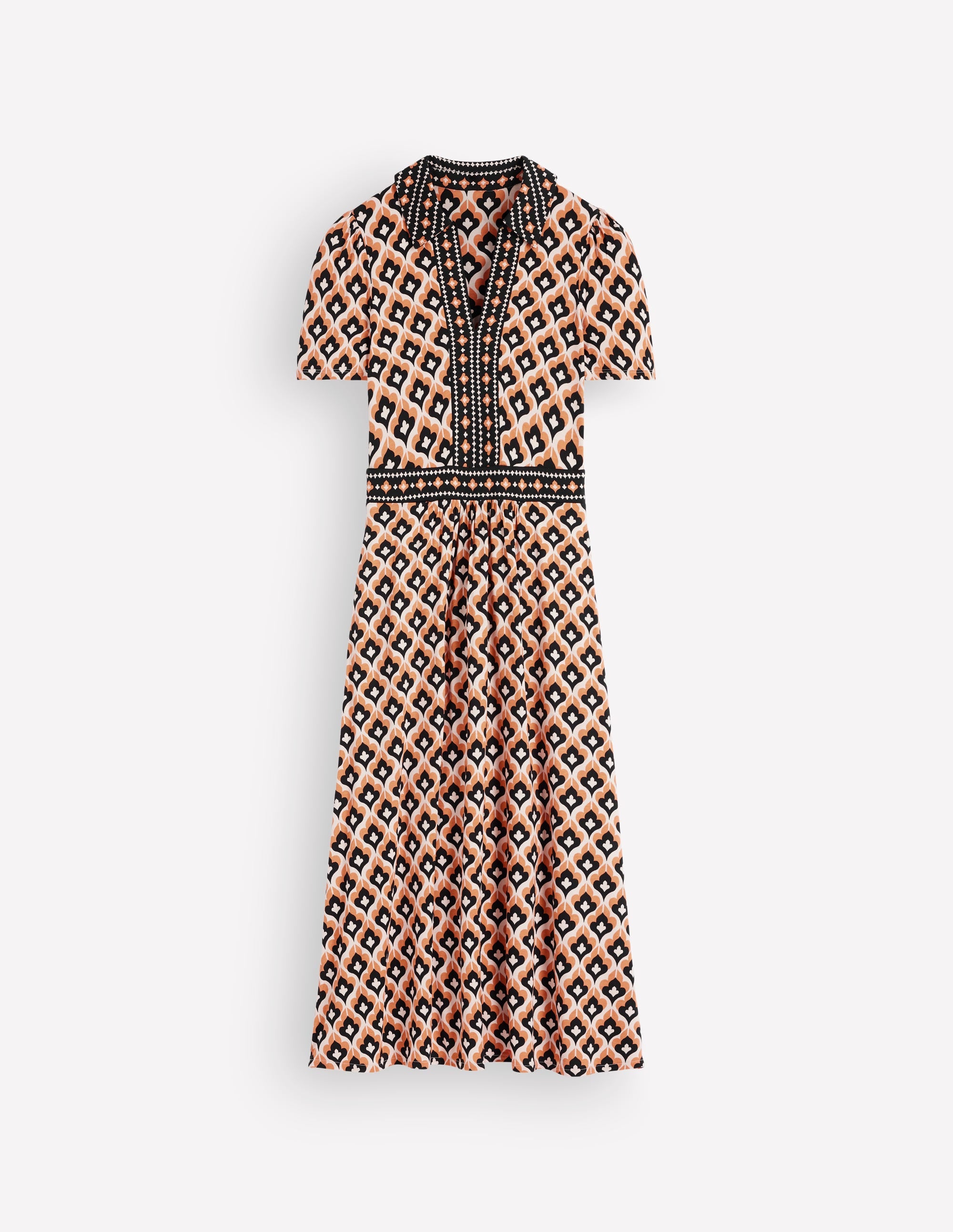 Heidi Jersey Midi Tea Dress-Almond Milk, Geo - Image 7