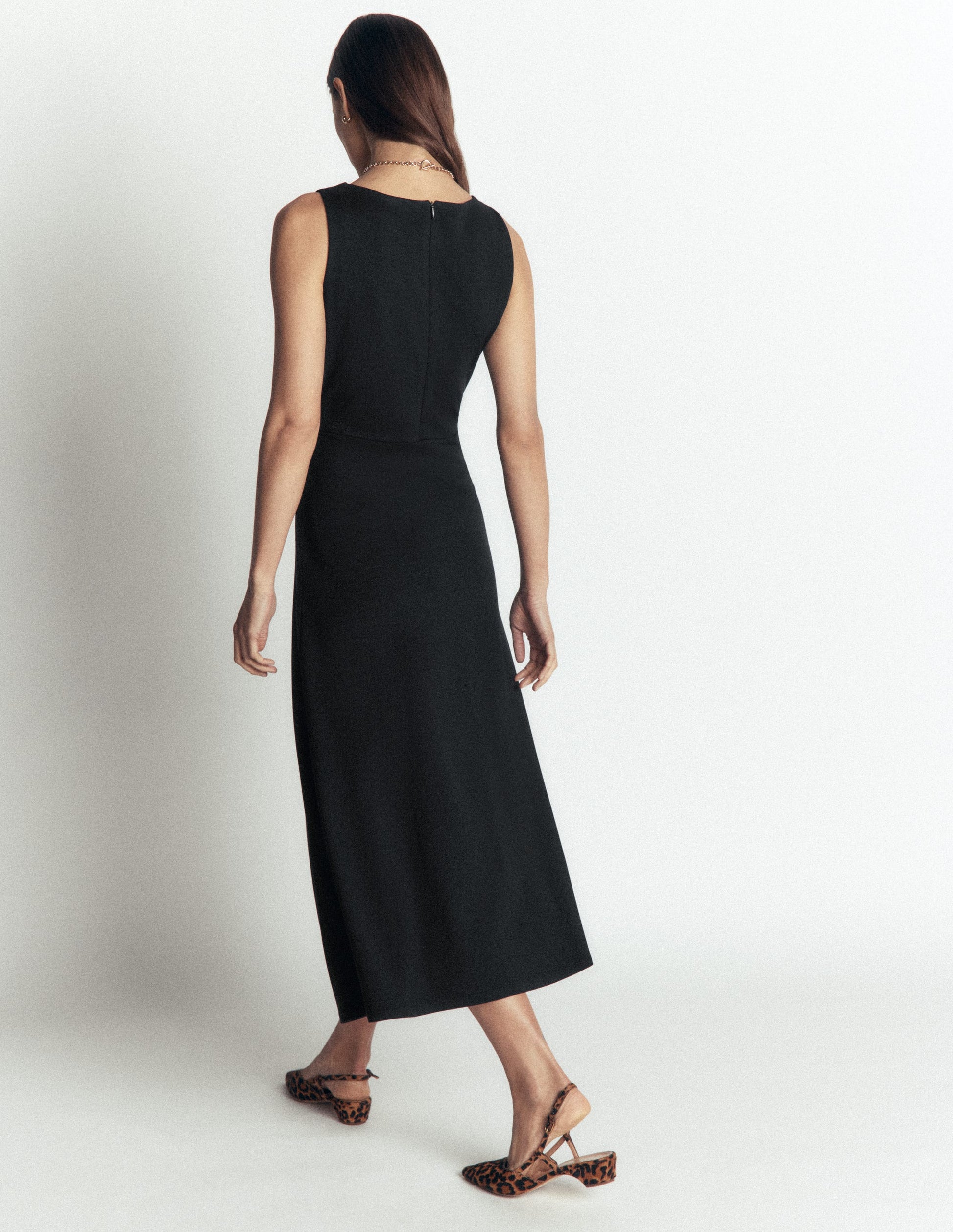 Asymetric Ponte Midi Dress-Black-3