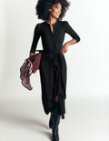 Honor Column Jersey Midi Dress-Black