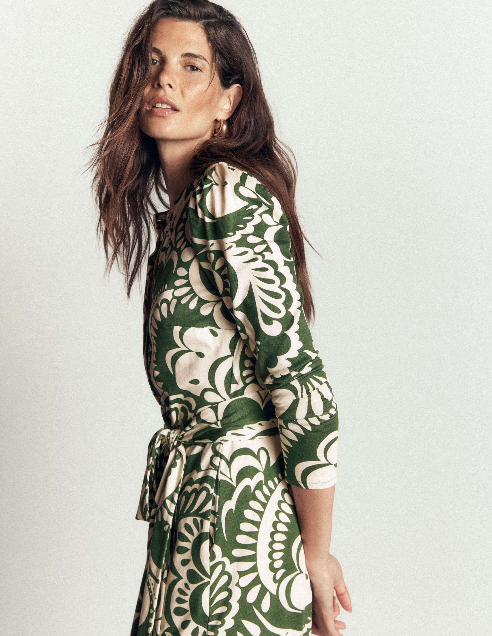 Honor Column Jersey Midi Dress-Chive, Flourishing Medley-2