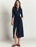 Honor Column Jersey Midi Dress-Navy