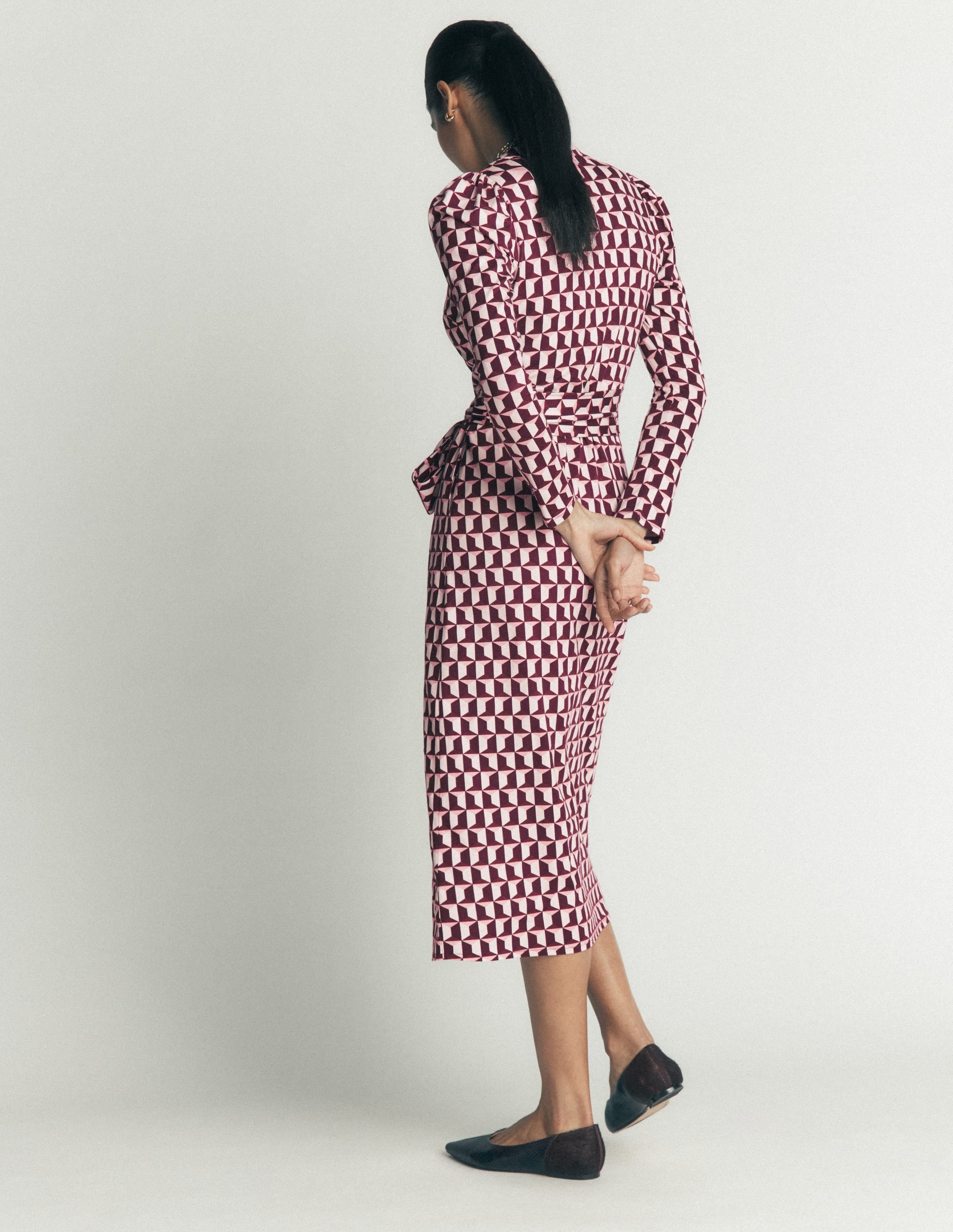 Honor Column Jersey Midi Dress-Deep Wisteria, Blocked Geo - Image 4