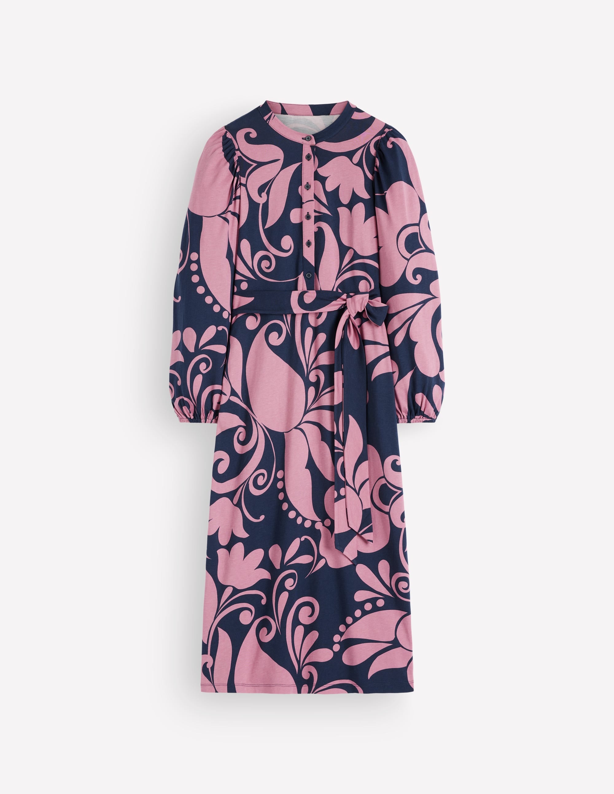 Eli Belted Jersey Midi Dress-Pink Heather, Floral Breeze - Image 7