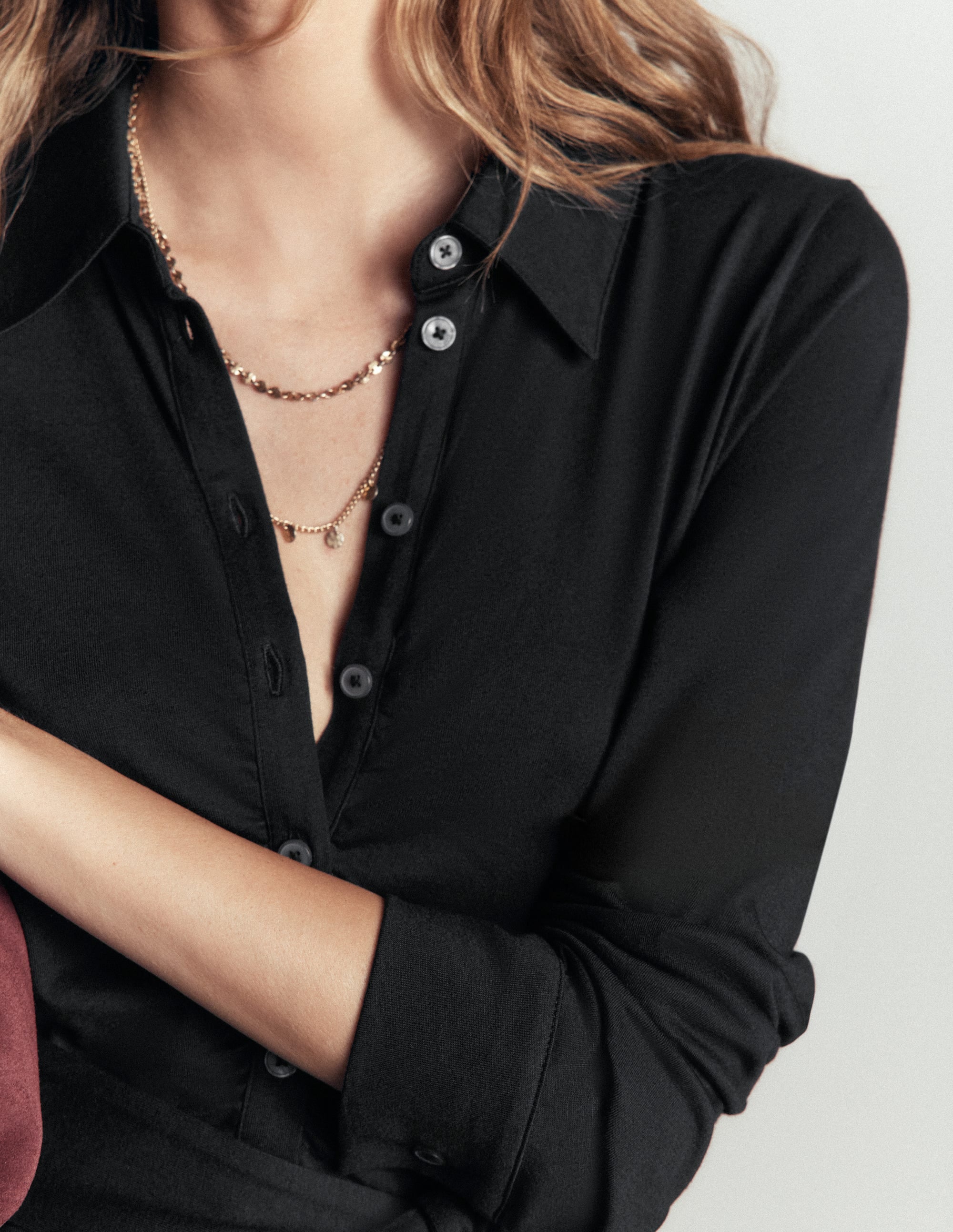 Ruched Jersey Shirt Dress-Black - Image 2