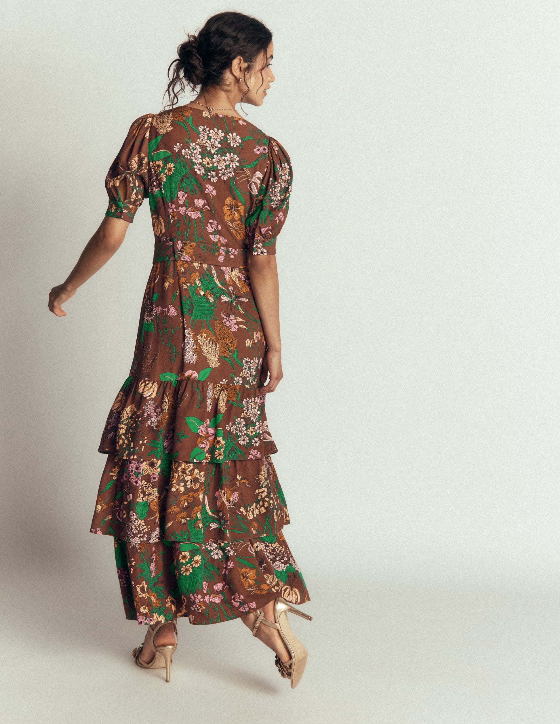 V Neck Layered Dress-Fudgesickle Whimsical Flora-3