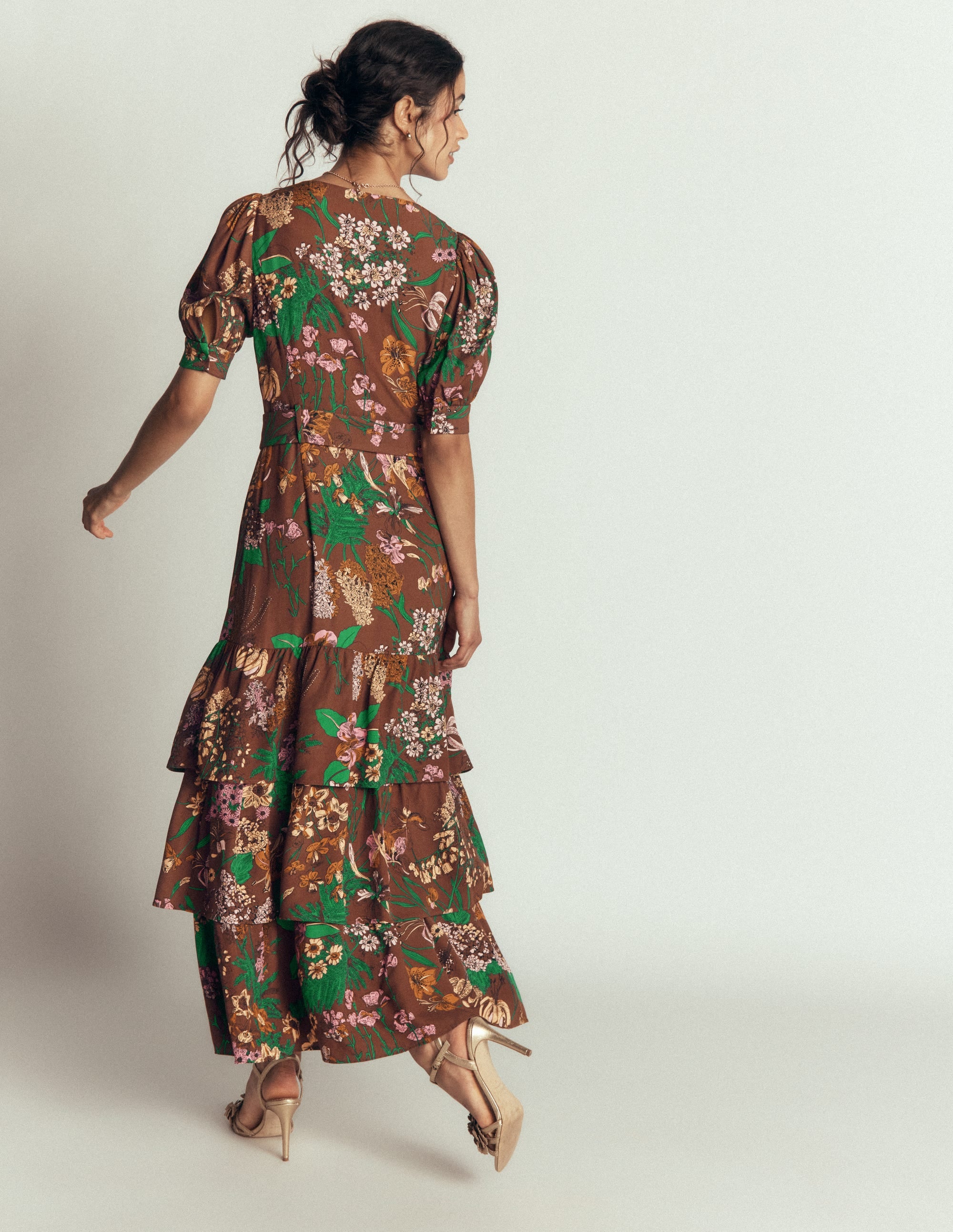 V Neck Layered Dress-Fudgesickle Whimsical Flora - Image 3