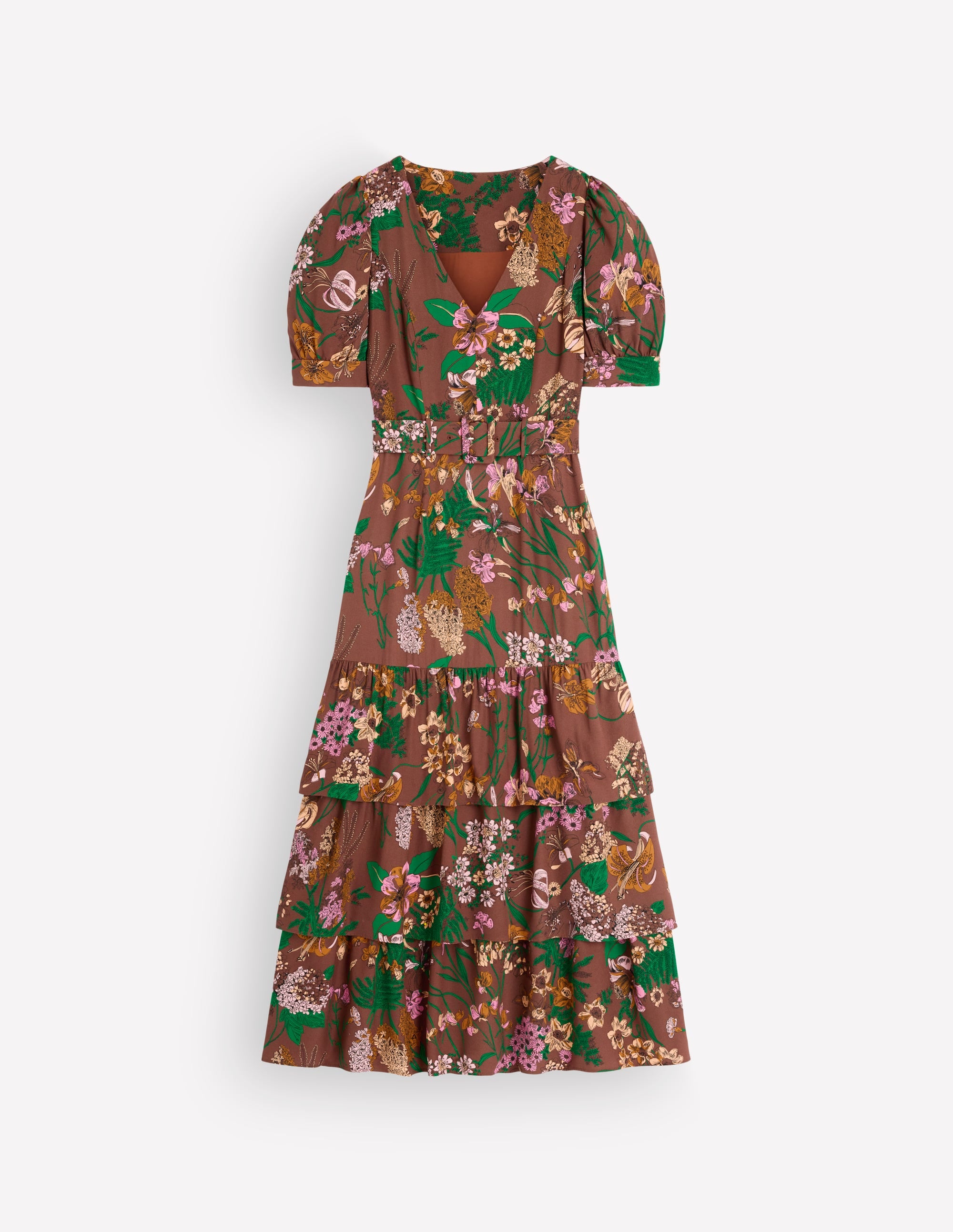 V Neck Layered Dress-Fudgesickle Whimsical Flora - Image 9